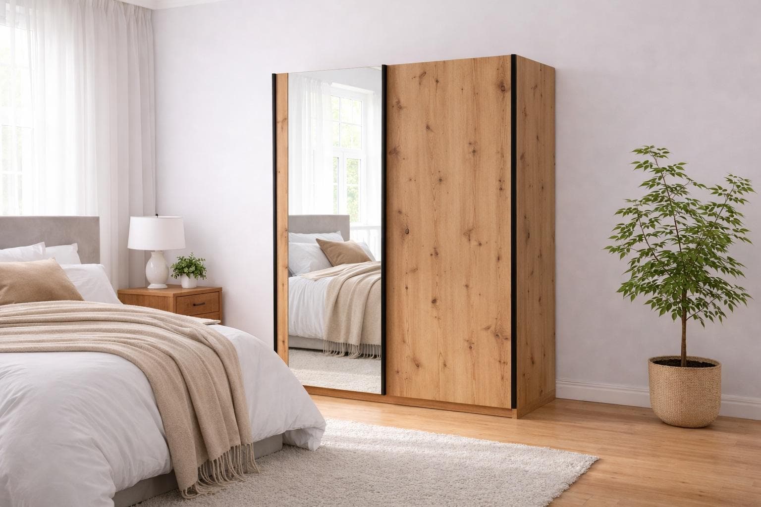 HOME AFFAIRE Kleiderschrank GRETCHEN Schiebetürenschrank Eiche