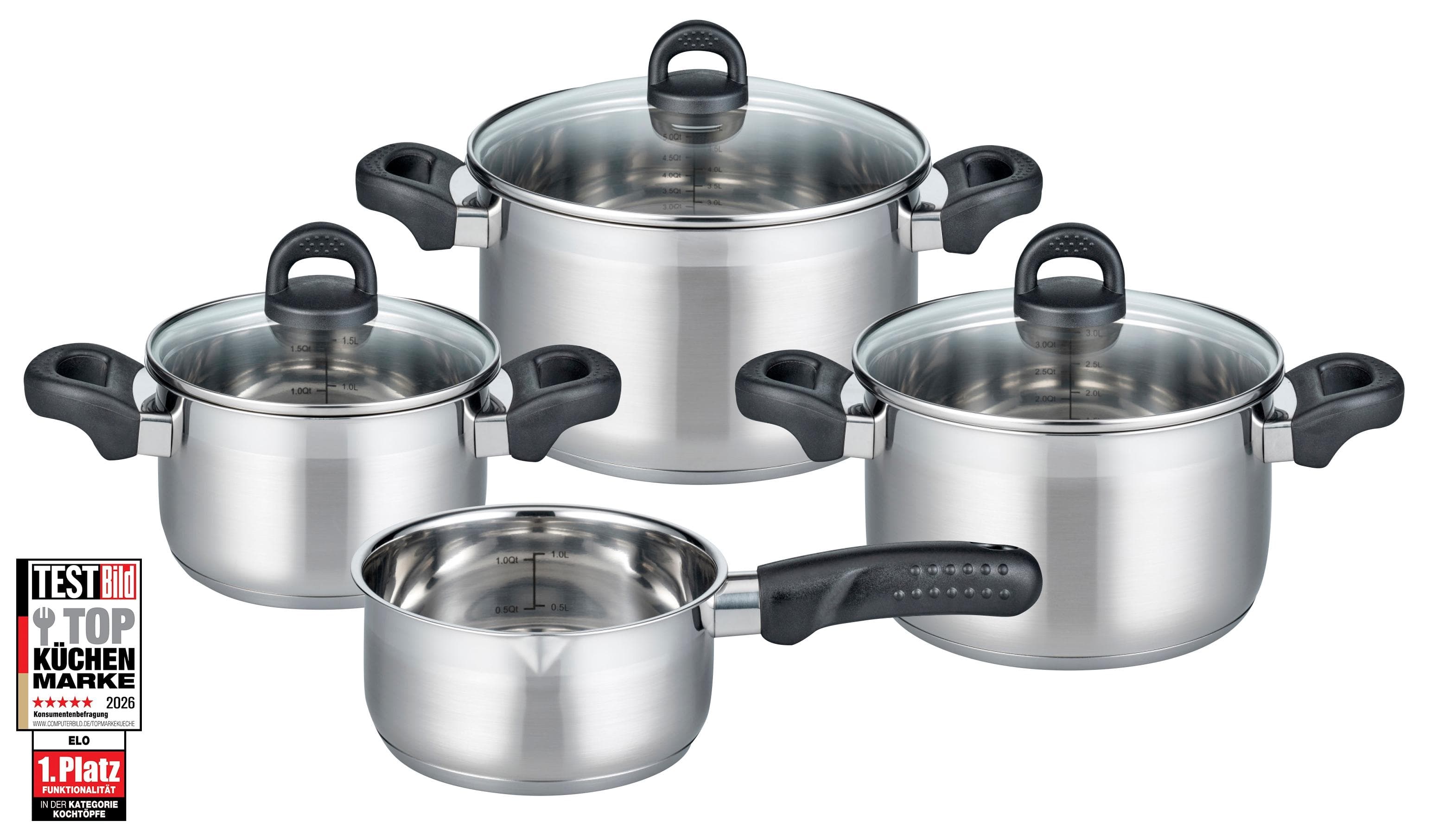 ELO Basic Topf-Set Turmalin Silber Edelstahl Induktion