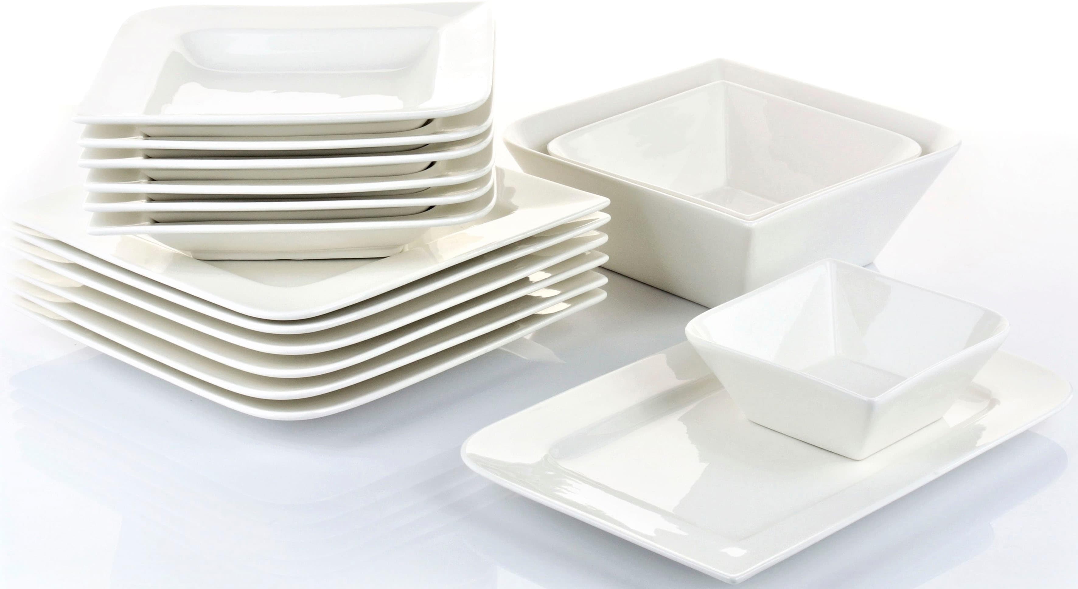 Tafelservice RETSCH ARZBERG "Geschirr-Set, Service Fantastic", beige (naturweiß), 16 Stk., Fine China-Porzellan, Geschirr-Sets, 16 Teile, für 6 Personen