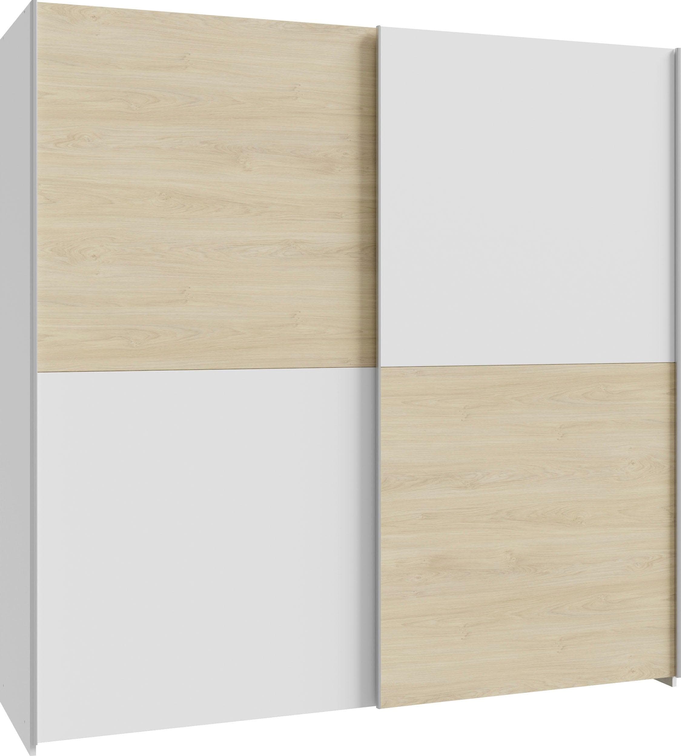 Schiebetürenschrank mit 2 Türen in Weiß / Puccini Eiche