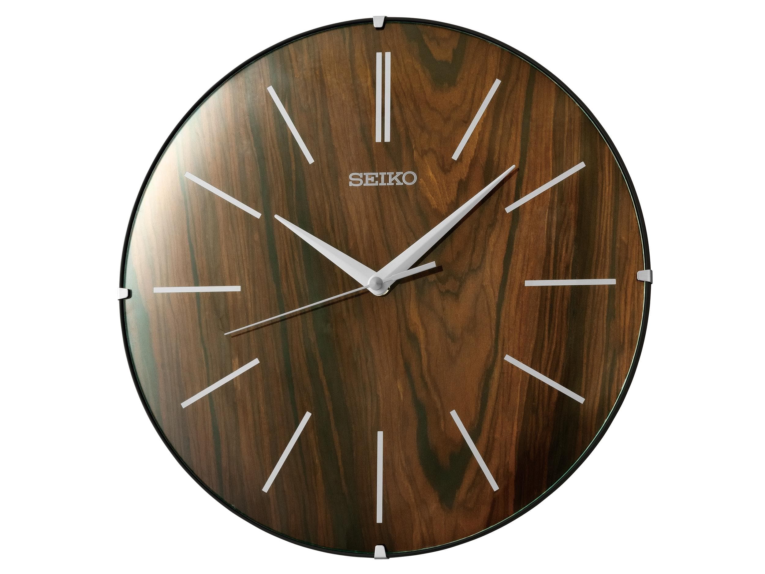 SEIKO Wanduhr braun, Quarz, Ø 30,1cm, Holz, Kunststoff