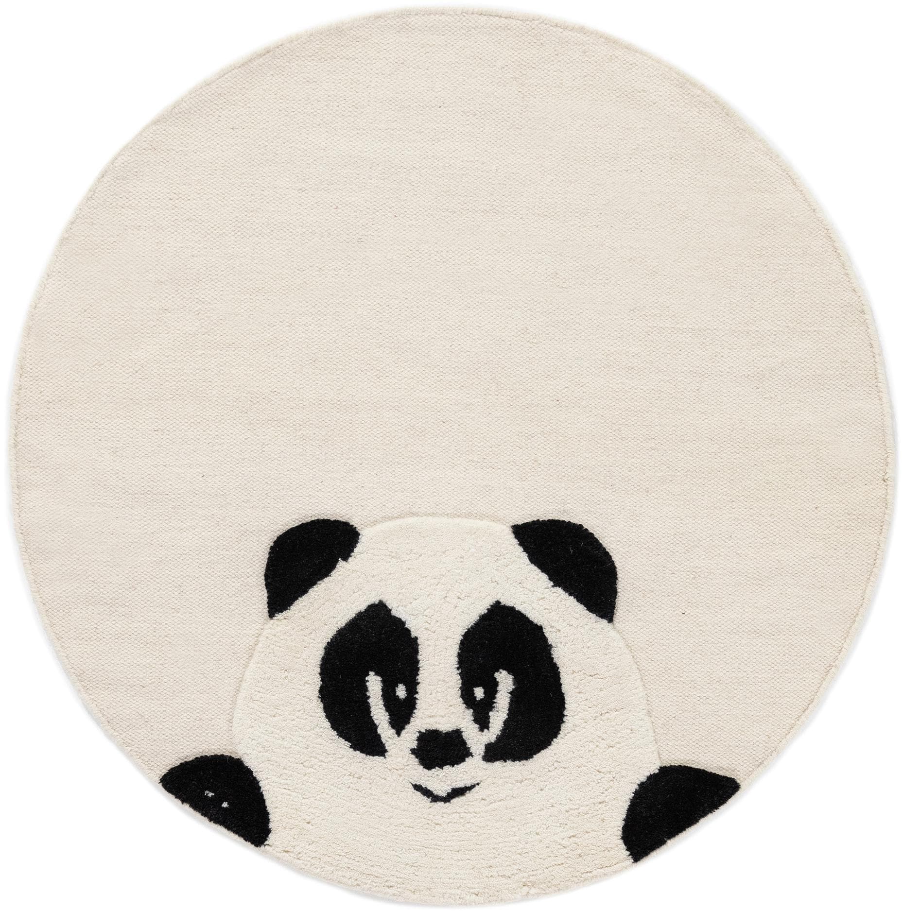 Kinderteppich CARPETFINE 'Panda' - Creme, 100cm, 100% Wolle