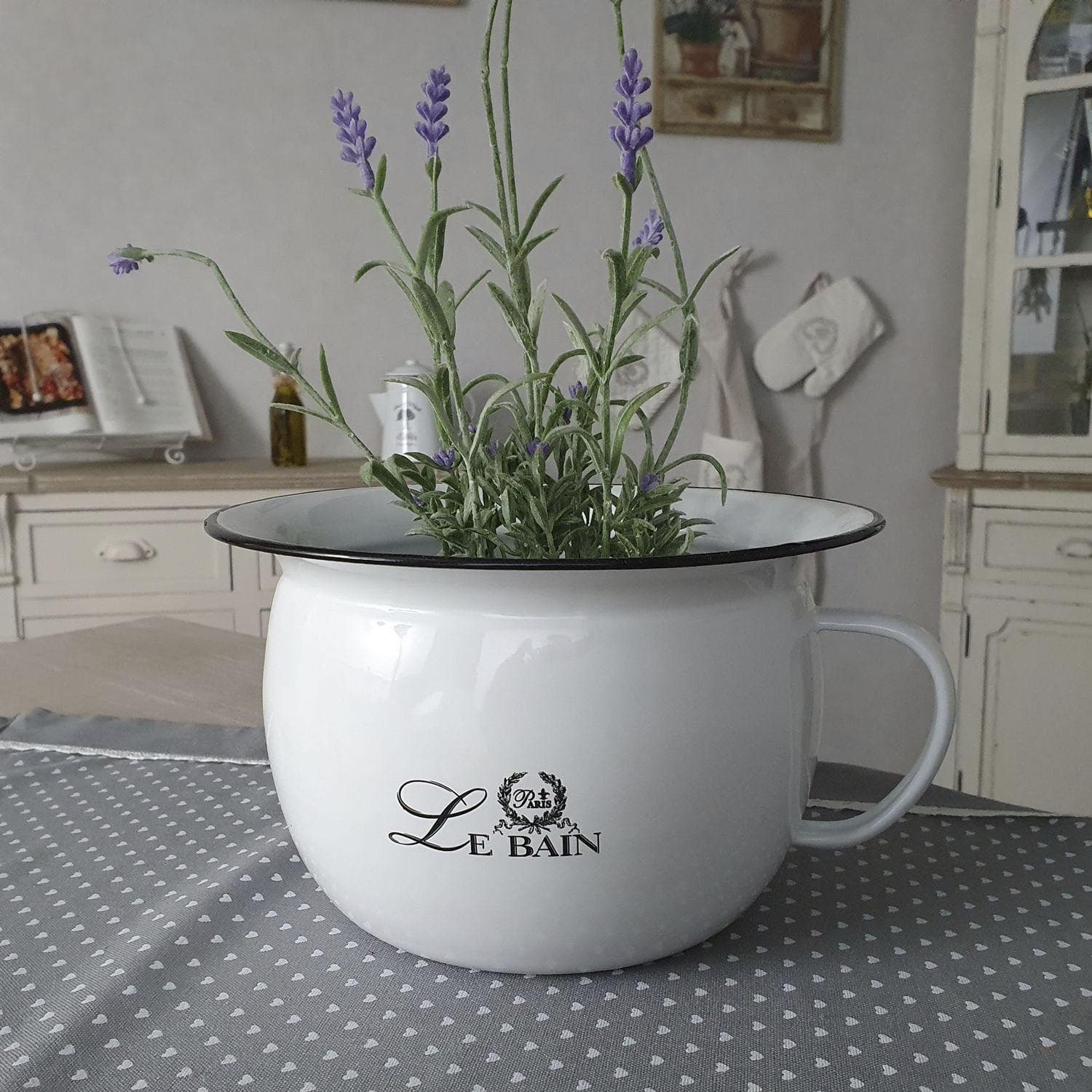Ambiente Haus Übertopf Nachttopf Emaille weiß
