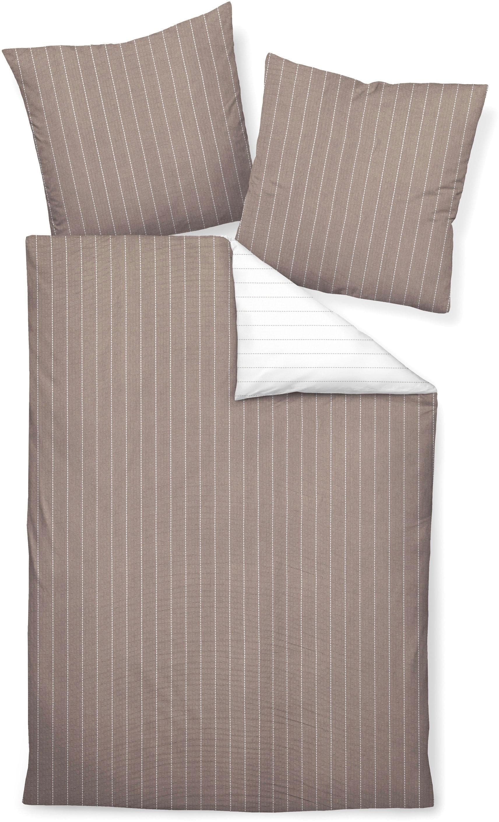 Wendebettwäsche JANINE TANGO Grau Taupe Mako-Soft-Seersucker