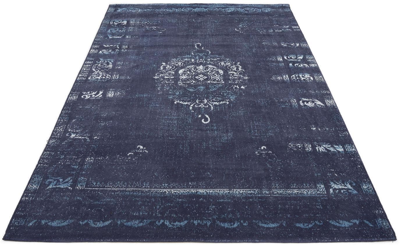 GALLERY M Teppich Medaillon Blau Orientalisch Chenille