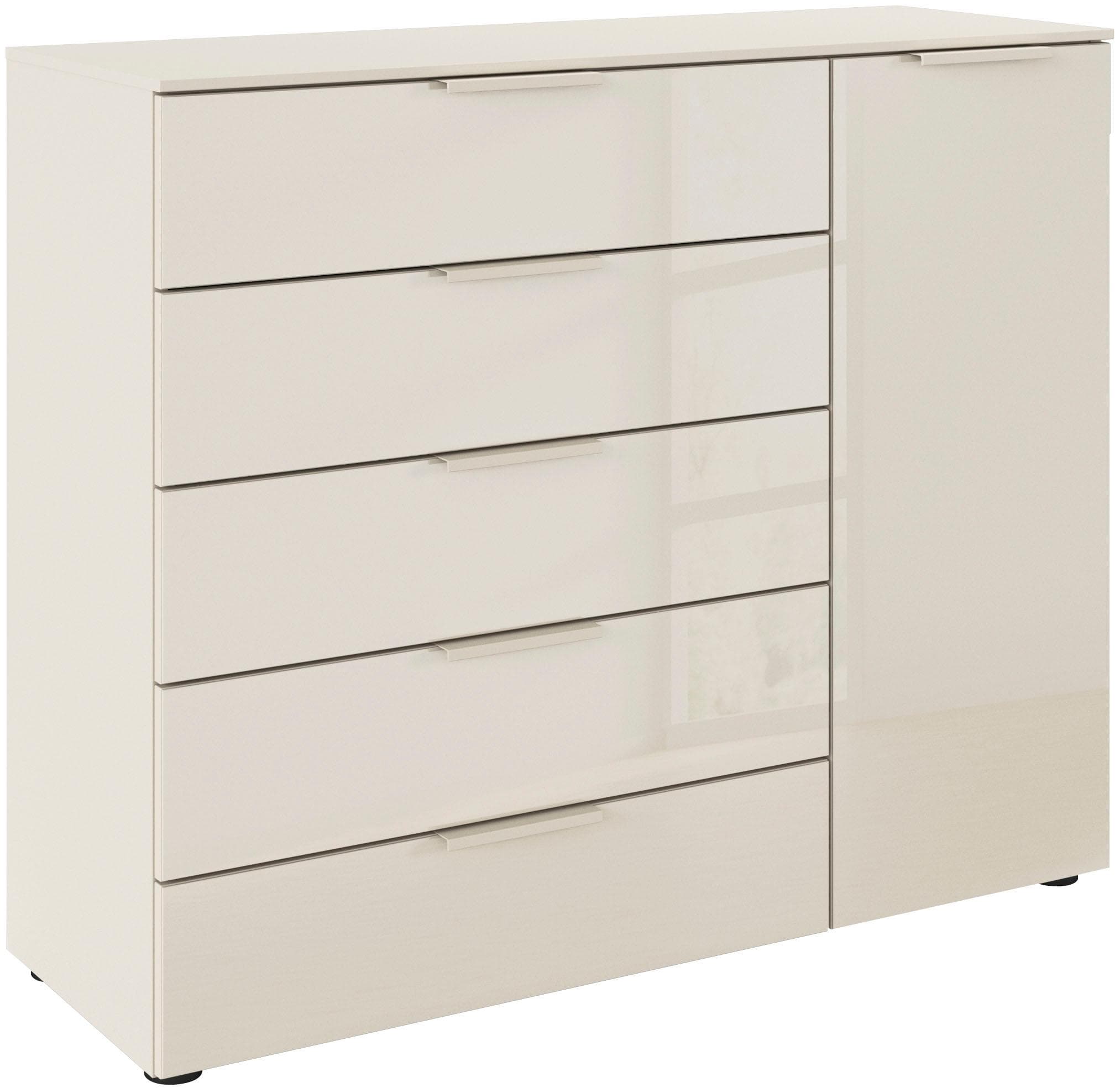 RAUCH FLIPP Schubkastenkommode Beige Glas Soft-Close 5 Schubladen