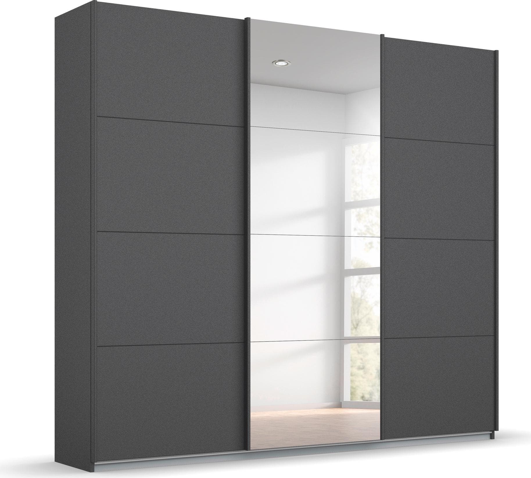 Rauch Schwebetürenschrank Oteli Grau mit Spiegel