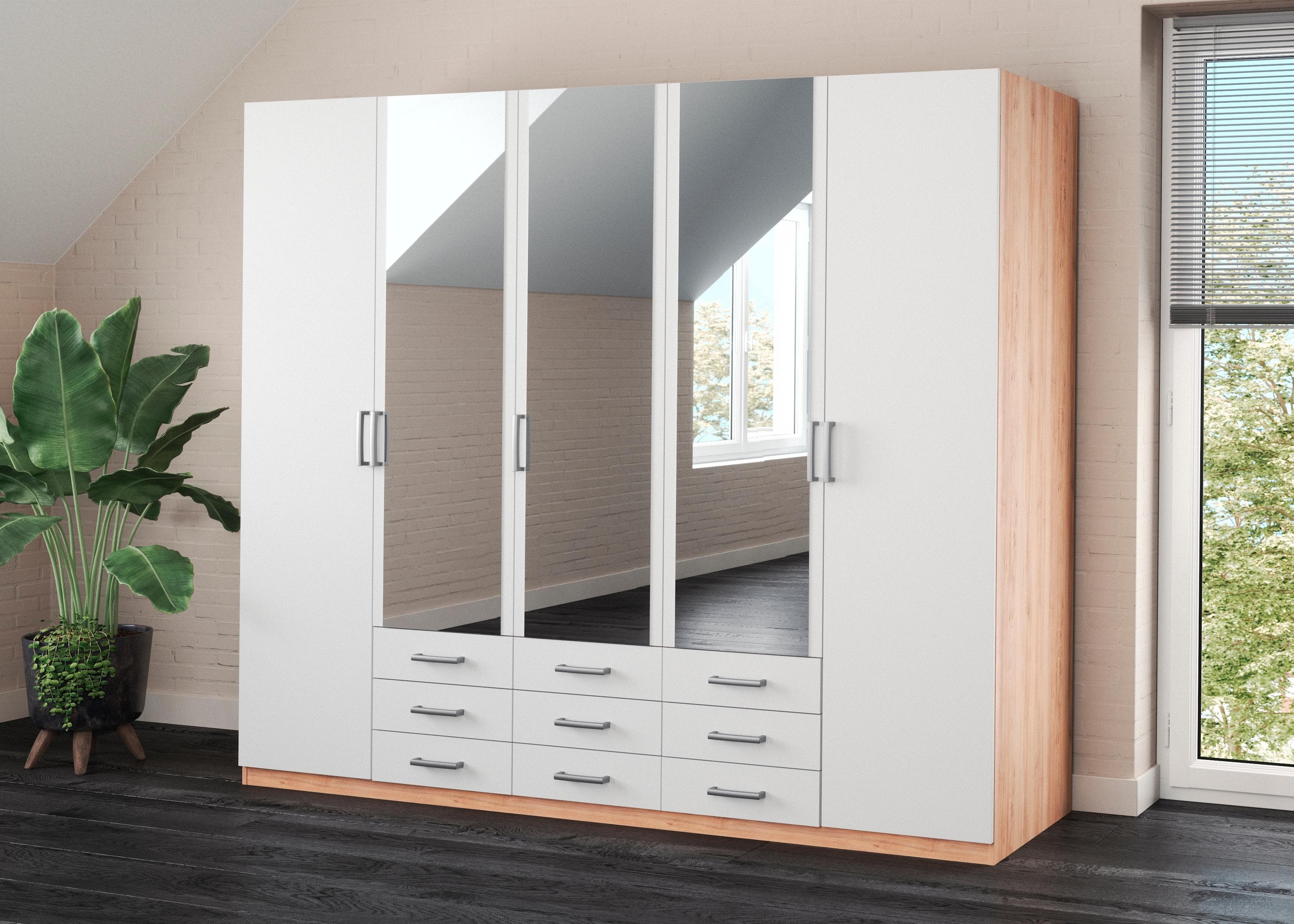 Kleiderschrank PRIESS Amsterdam 5-türig mit Spiegeltüren