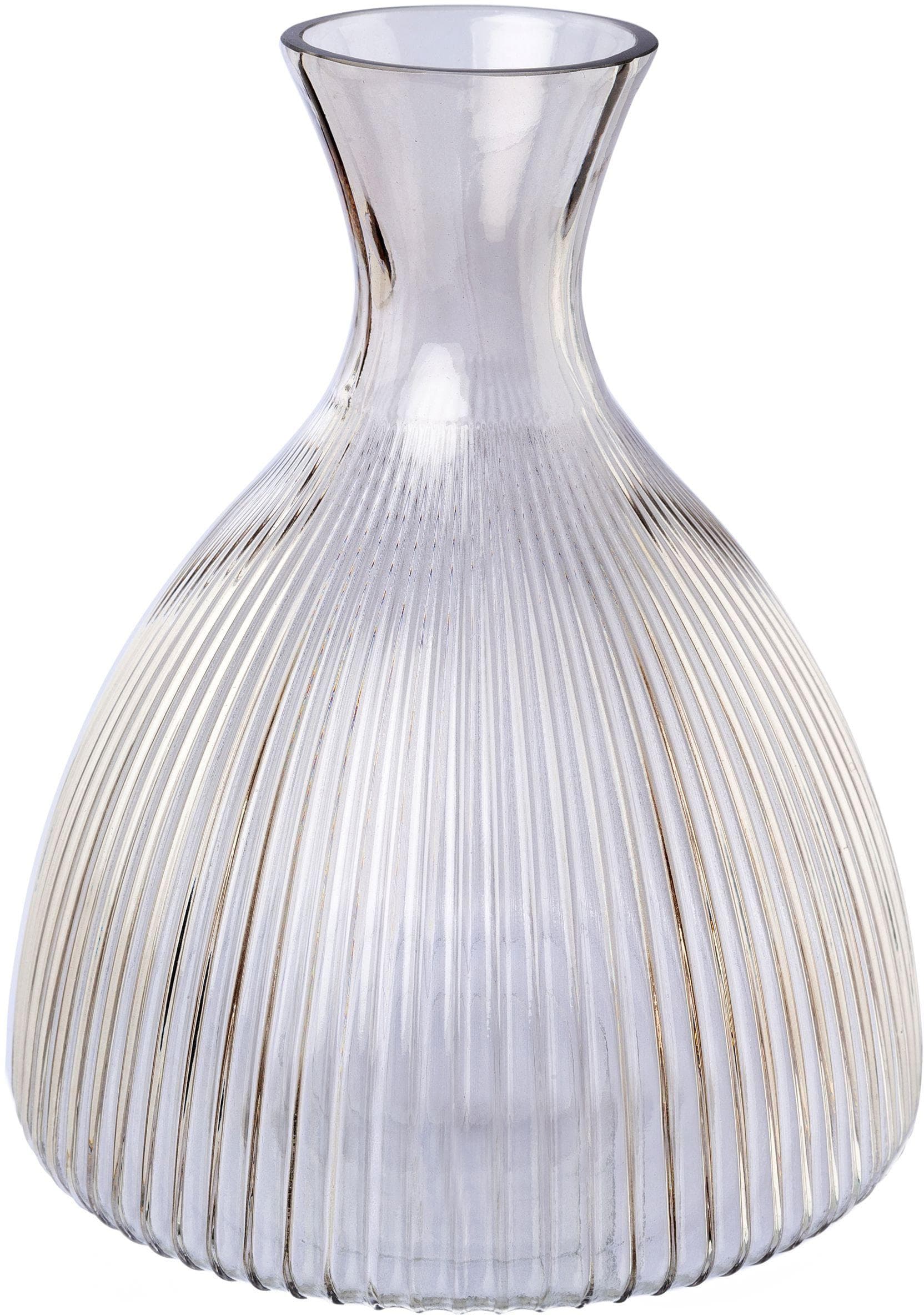 Dekovase CREATIV DECO grau | Glasvase mit Schliff | H:20cm Ø:17cm