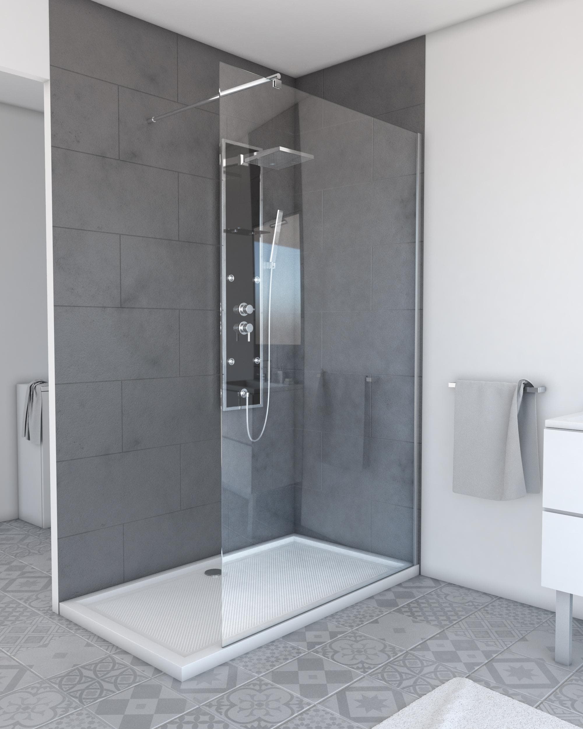 MARWELL Walk-in-Dusche silber transparent ESG Glas