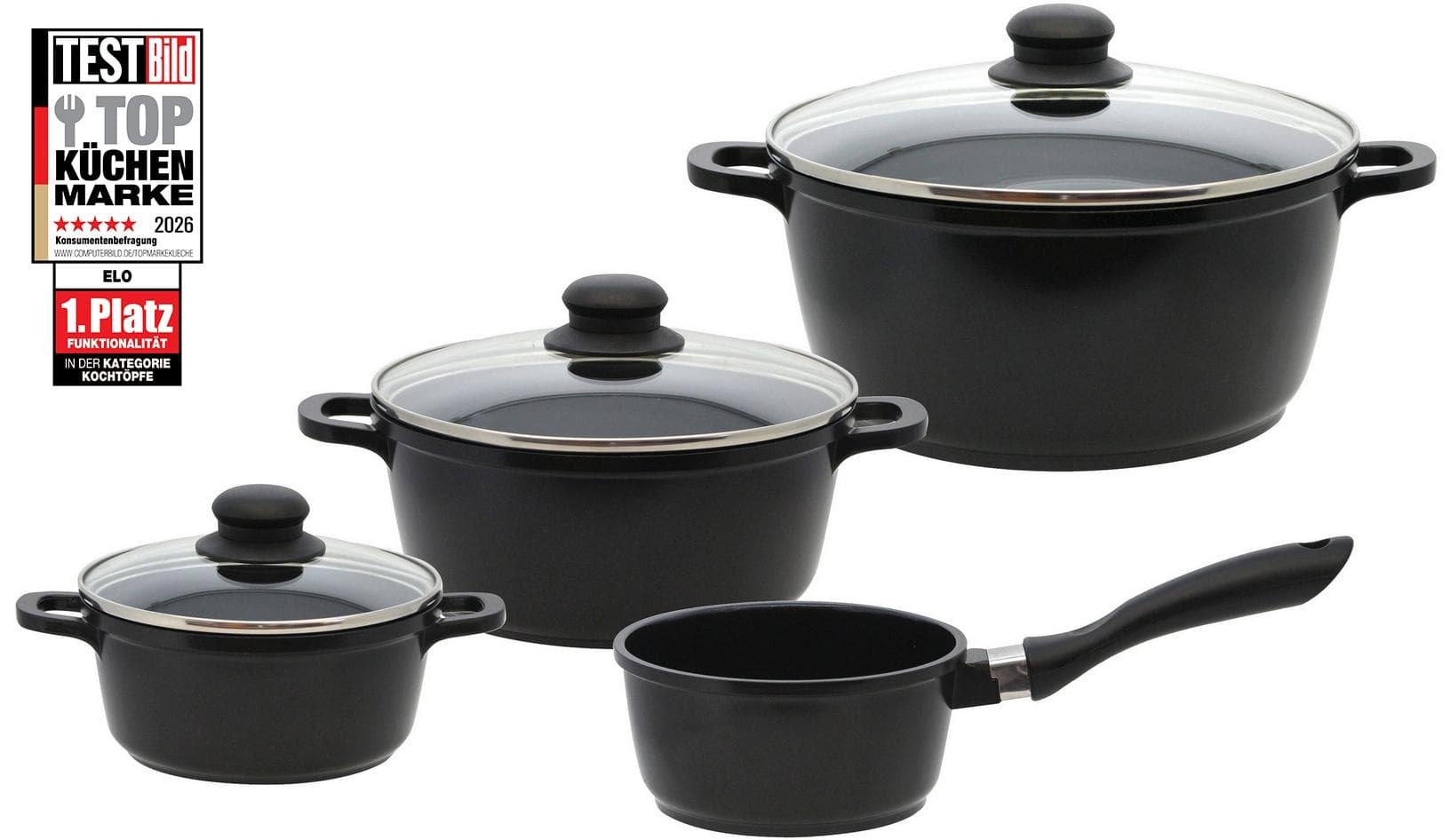 Topf-Set ELO BASIC Black Cast Schwarz Antihaftversiegelung Induktion