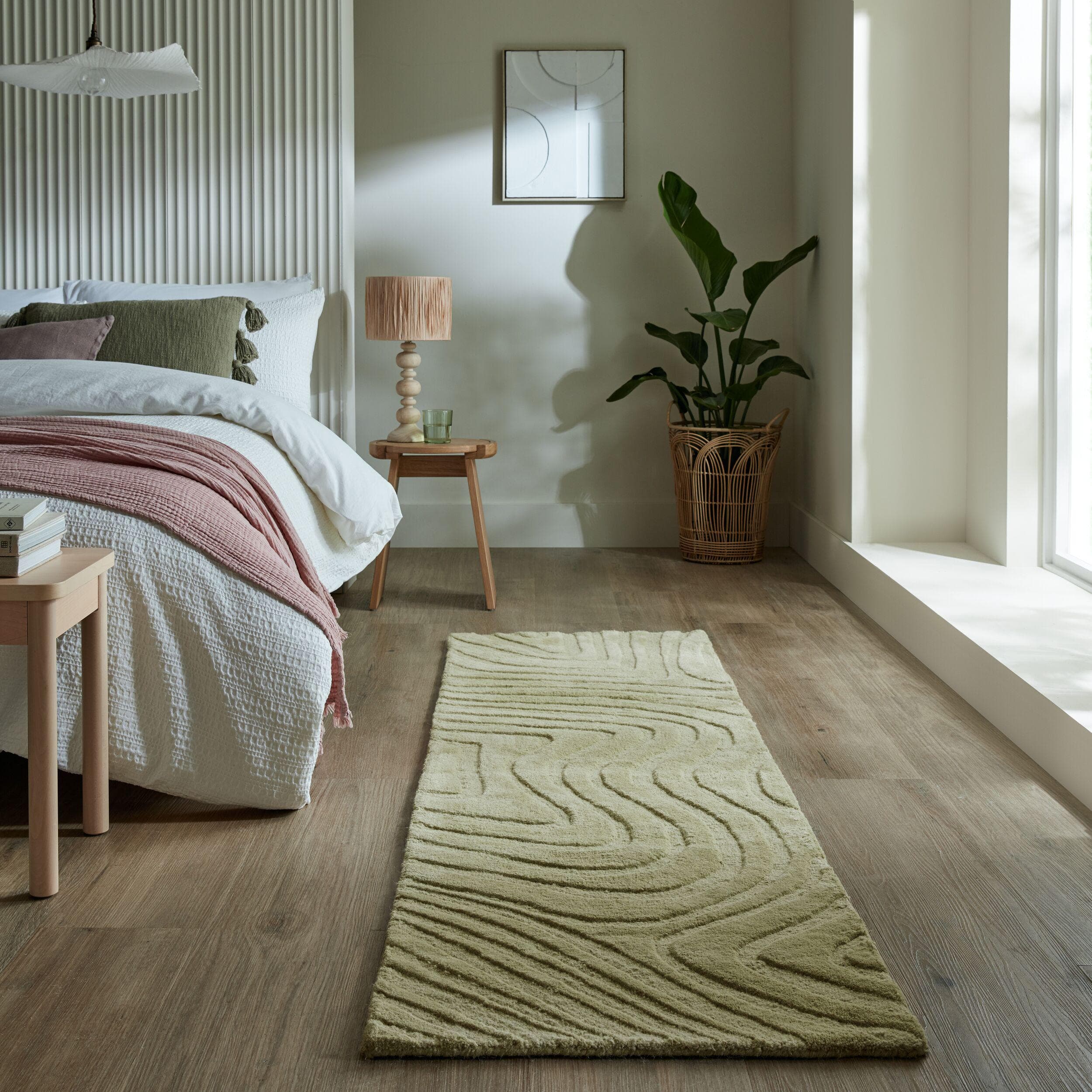 FLAIR RUGS Wollteppich Mesmerise Salbei Hoch-Tief Effekt