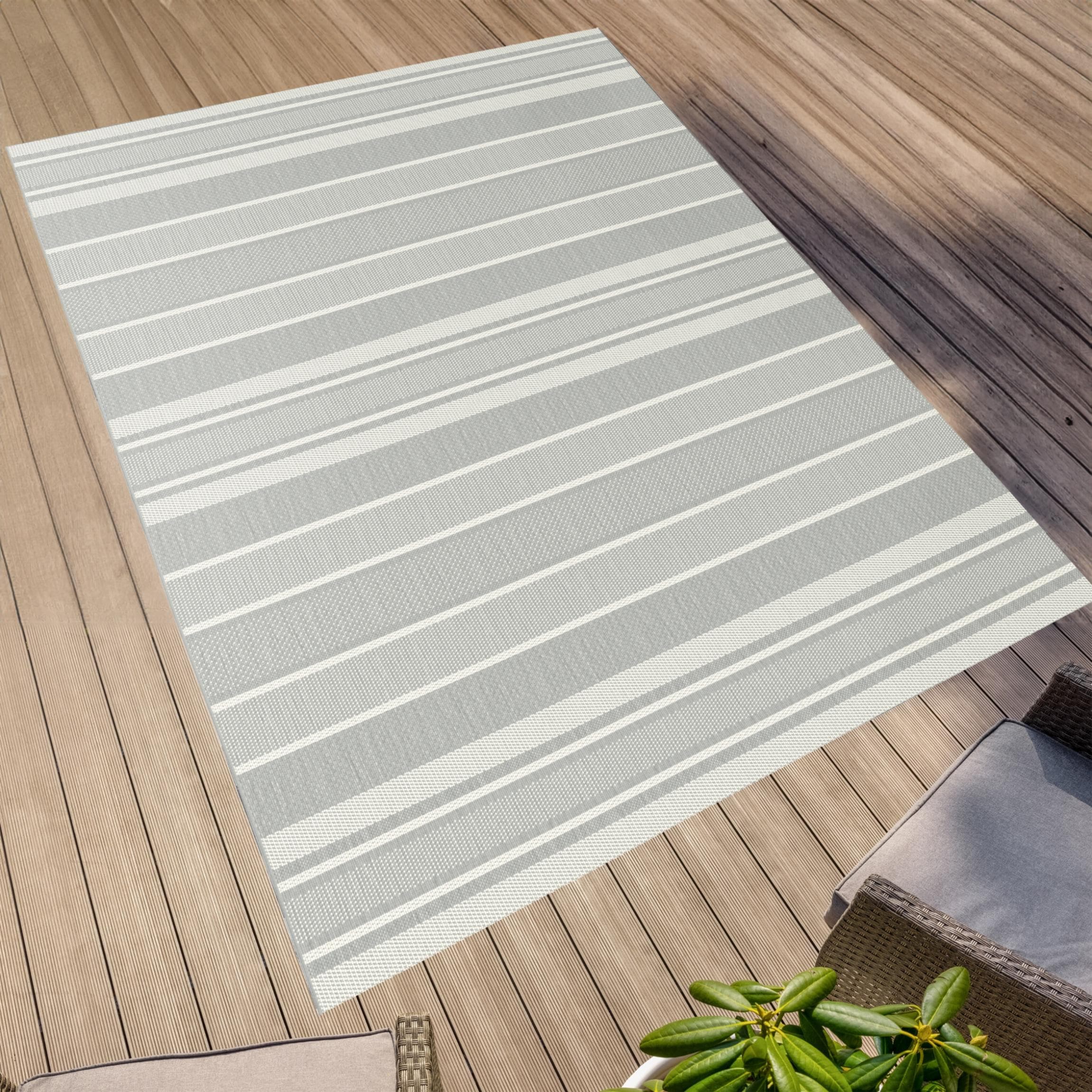 RIMA Outdoorteppich ELDORADO Rigato Grau Beige Polypropylen