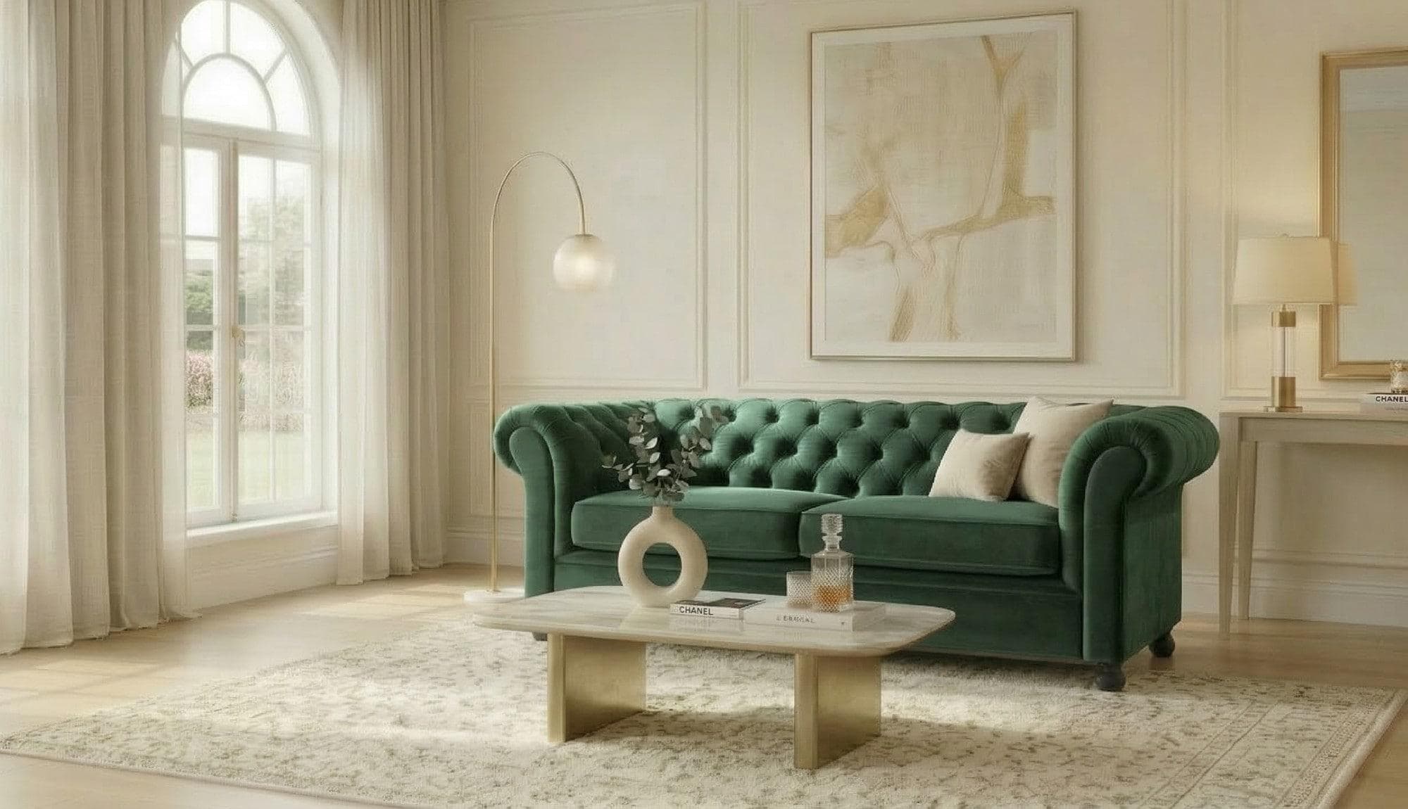 Home Affaire BRONNOY 3-Sitzer Chesterfield Sofa dunkelgrün