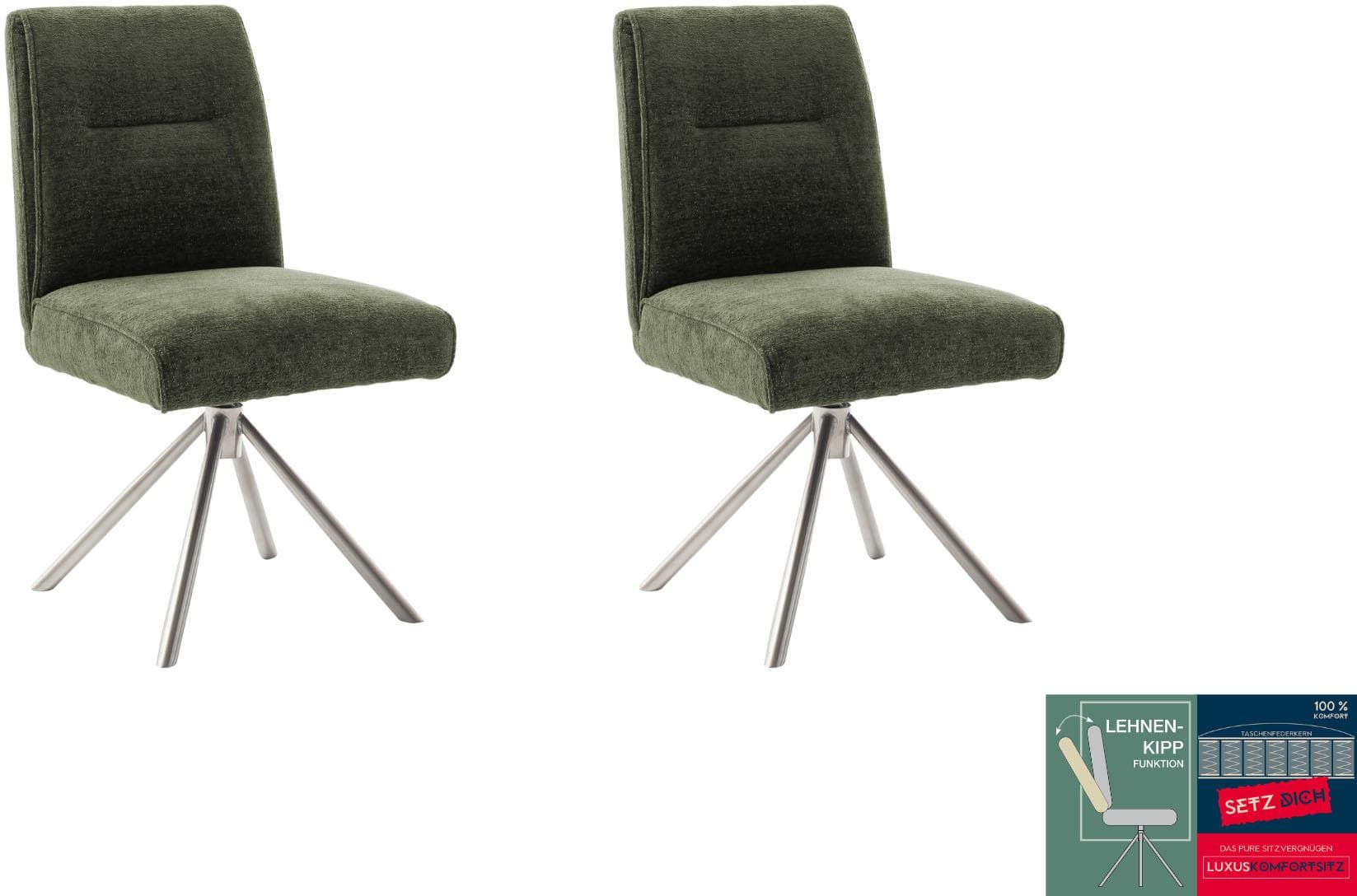 Esszimmerstuhl 2er Set MCA Furniture Delane Polyester 360° drehbar