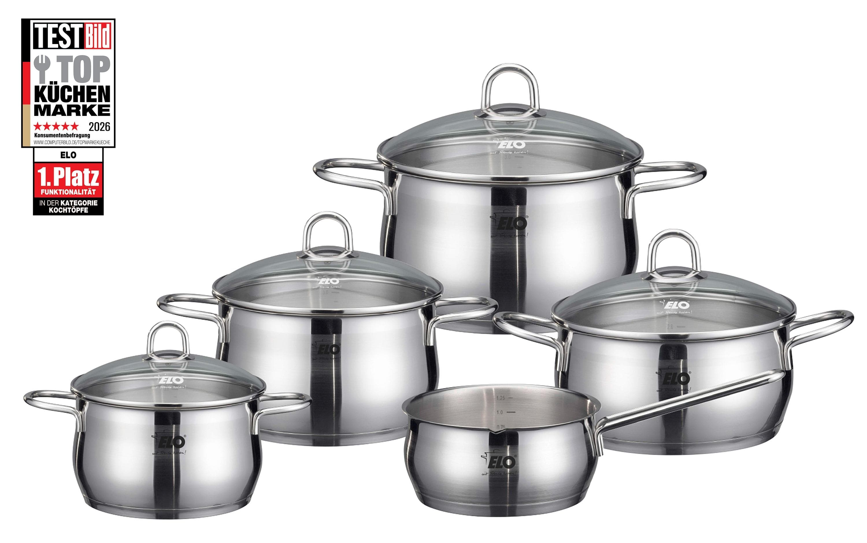 ELO Topf-Set Platin Silber Edelstahl Induktion