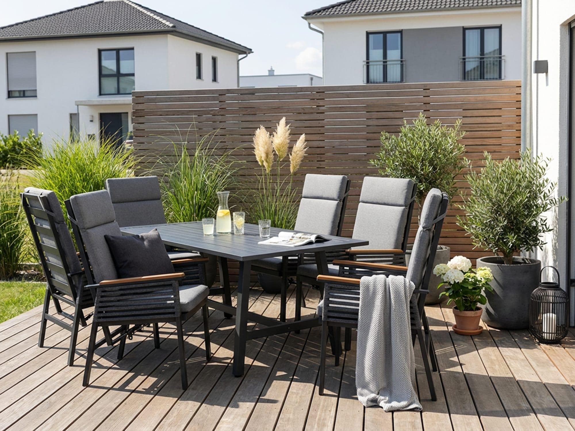 KONIFERA Garten-Essgruppe Edessa Komfort 13-tlg. Grau Aluminium