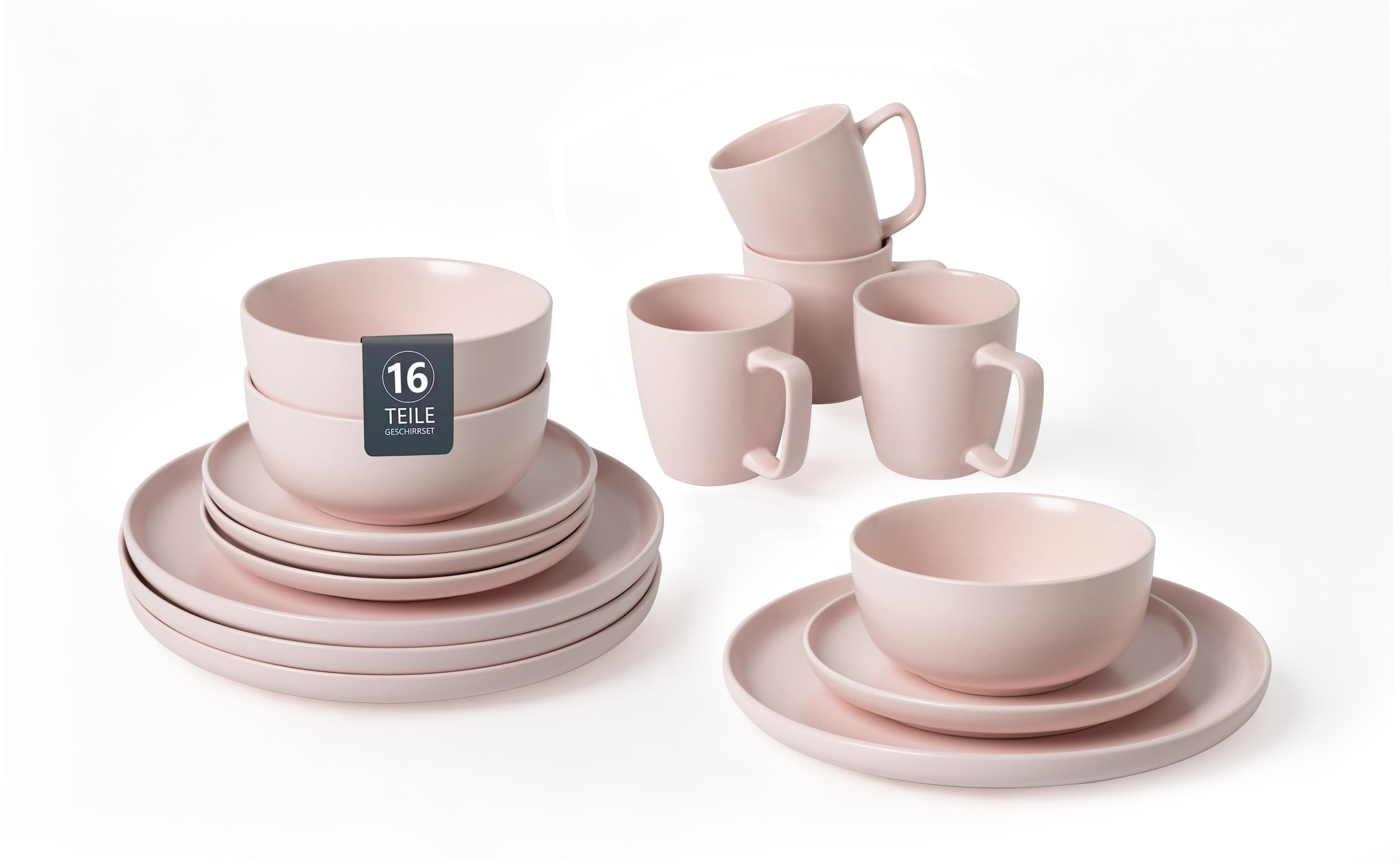 OTTO HOME Tommik Geschirr-Set 16-tlg. Steinzeug rose
