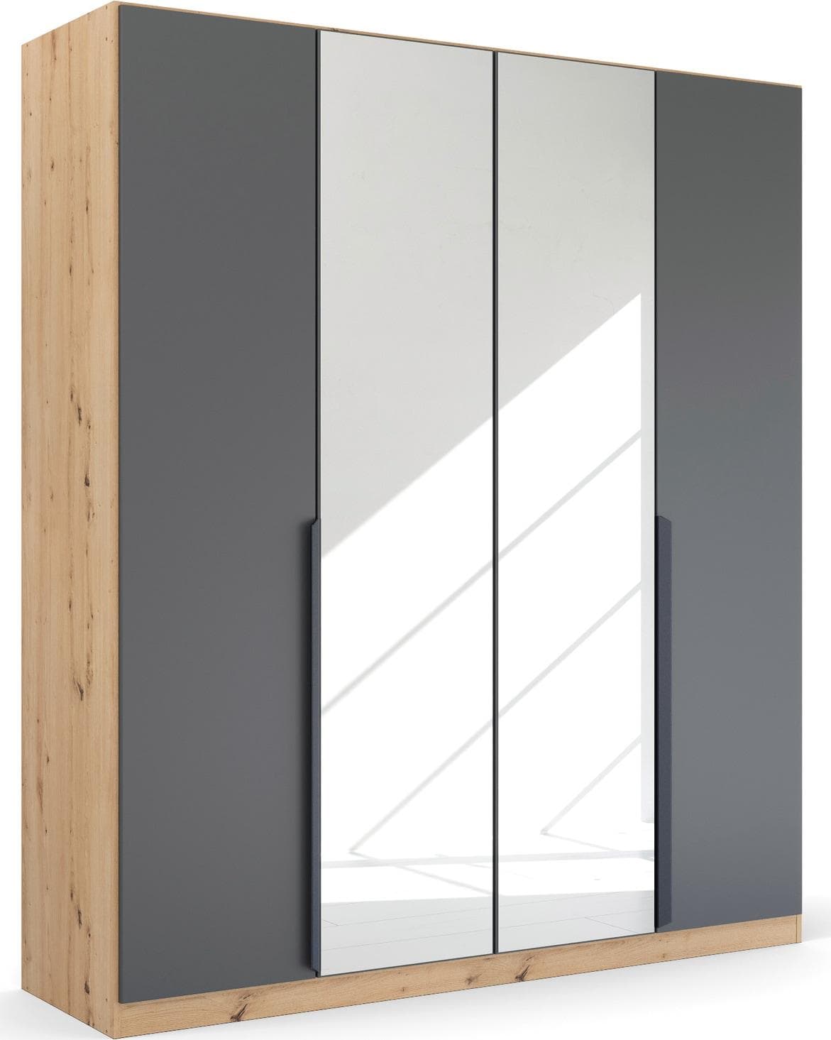 Rauch Kleiderschrank Quadra Spin Drehtürenschrank Eiche Artisan Grau Metallic