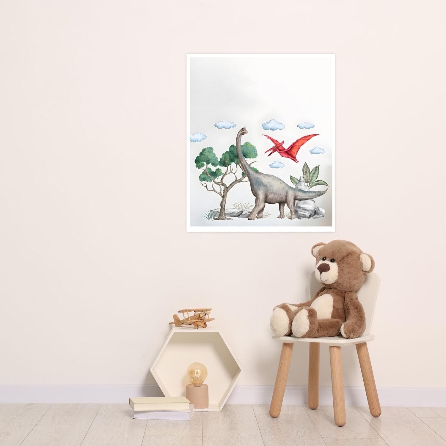 Lüttenhütt Bild mit Rahmen Dinosaurier bunt 30x40 cm