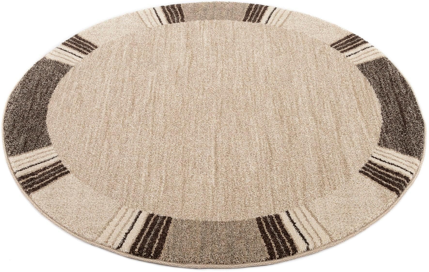 Teppich CASTLE FLORA Rund Braun Beige Polypropylen Bordüre