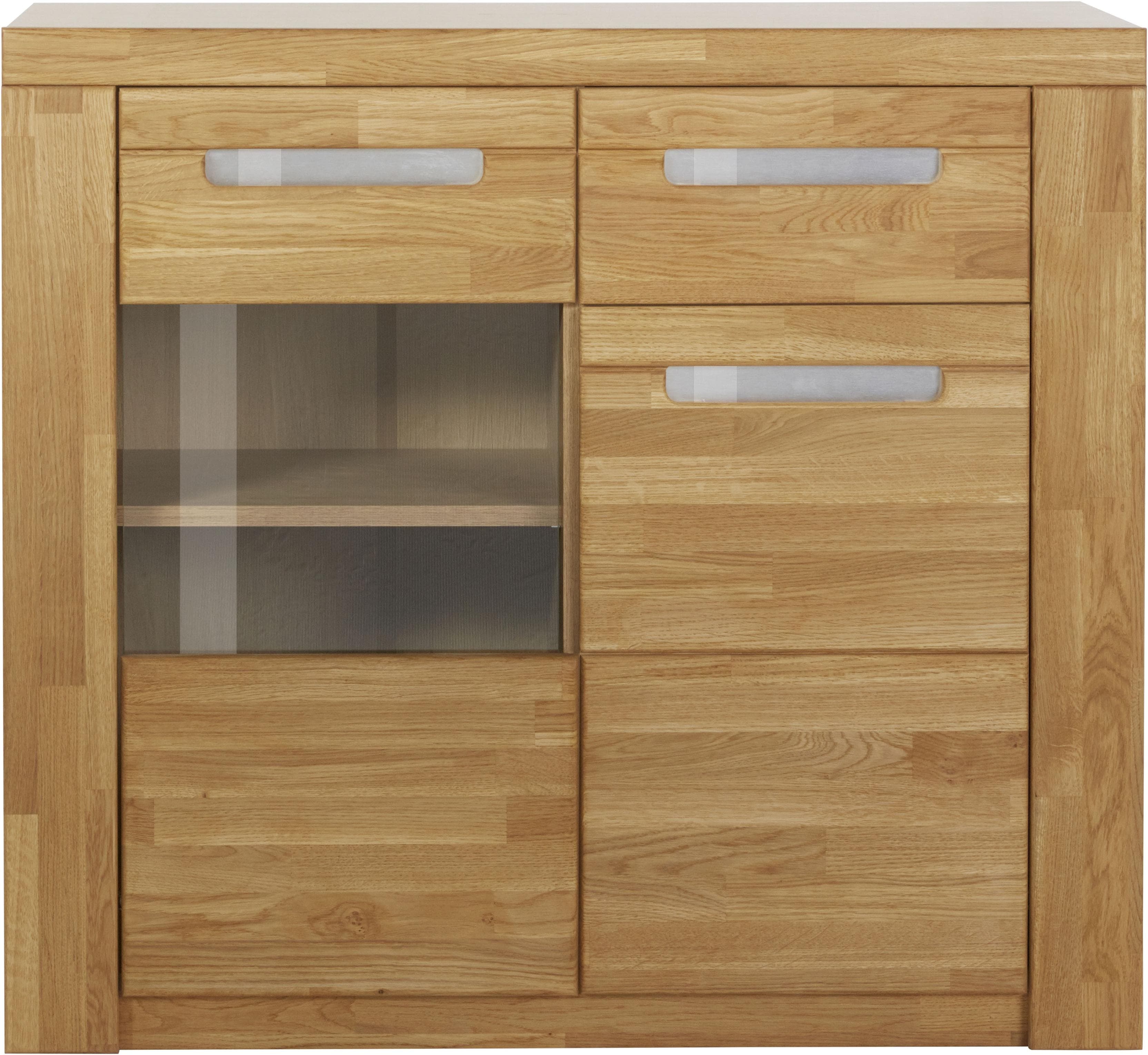 OTTO HOME Kommode Kolding Eiche teilmassiv mit Glasfront
