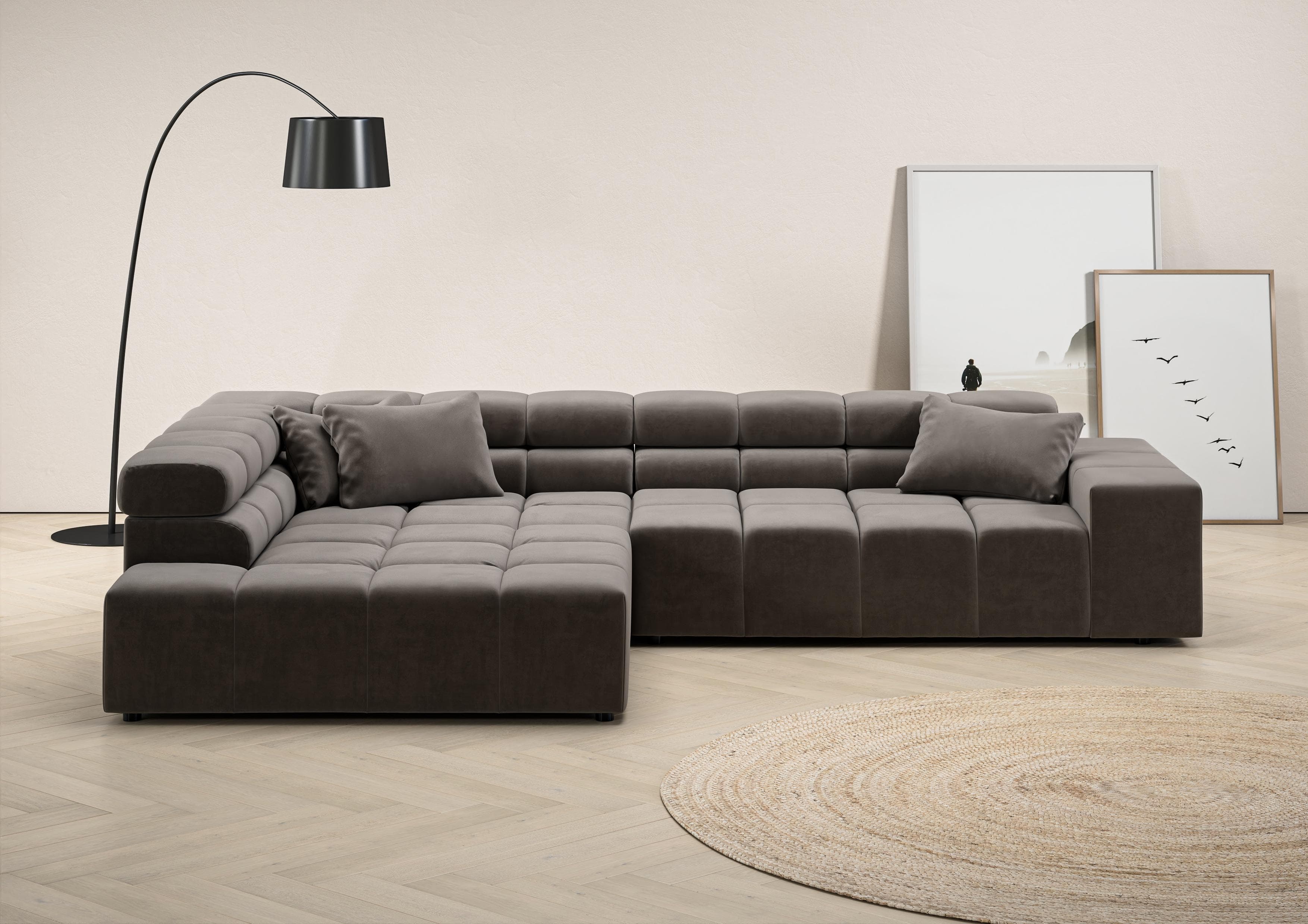 Home Affaire Ecksofa Ancona Grau L-Form mit Kopfstütze
