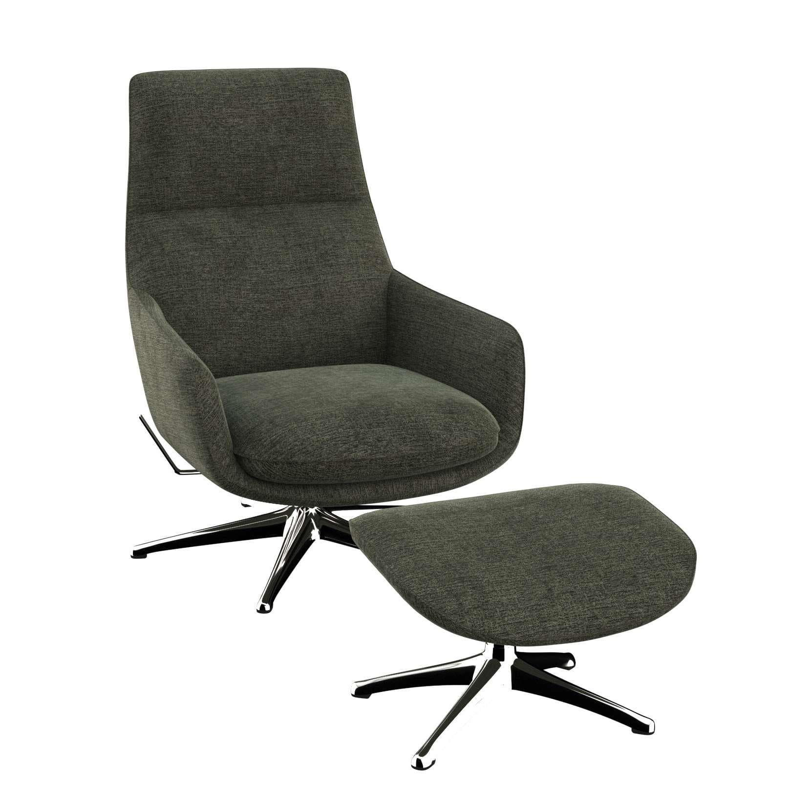 FLEXLUX Marinella Relaxsessel Grau Aluminium Chenille Drehbar