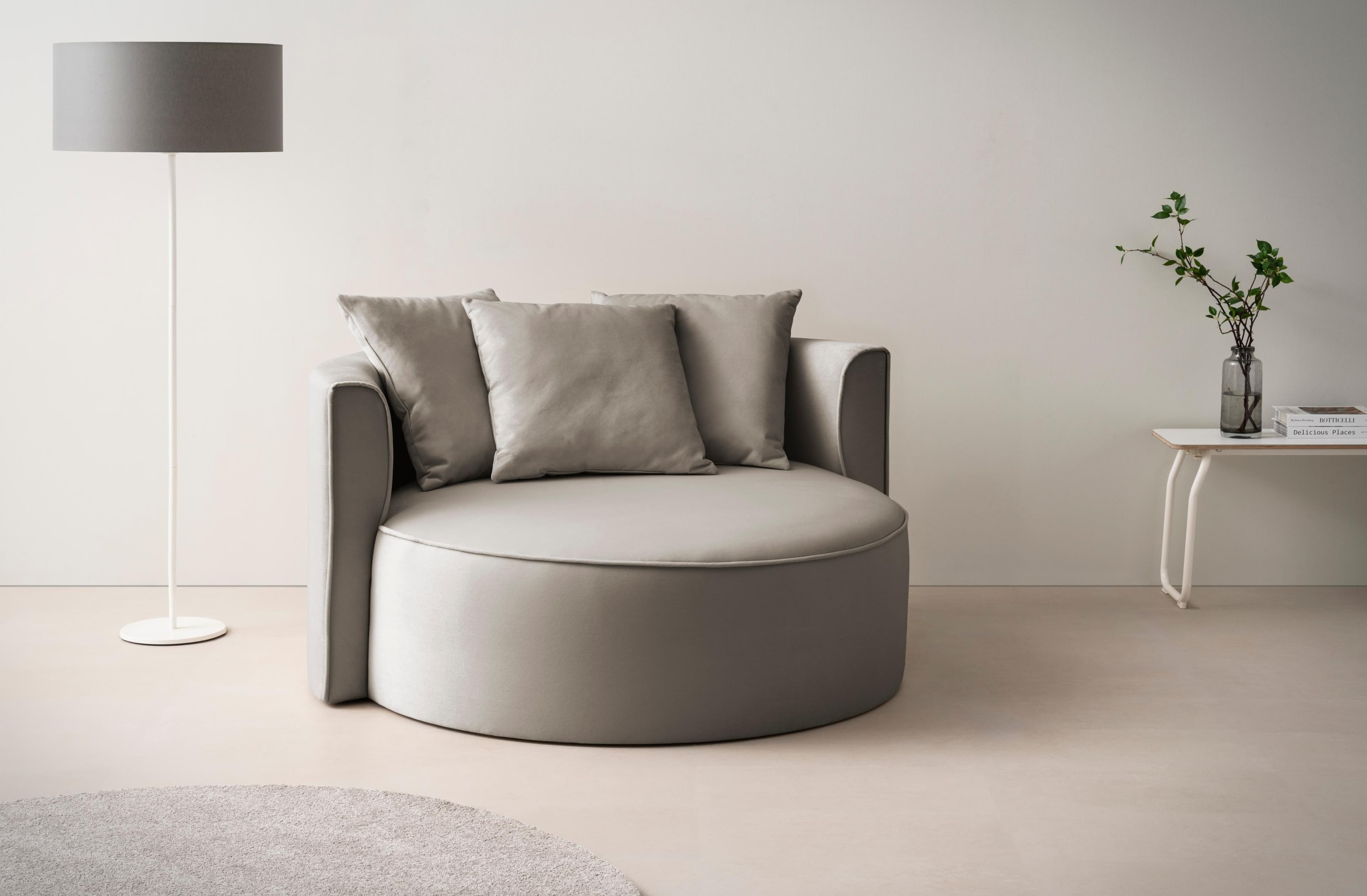 LeGer Home XXL-Sessel Isalie Taupe mit 3 Kissen