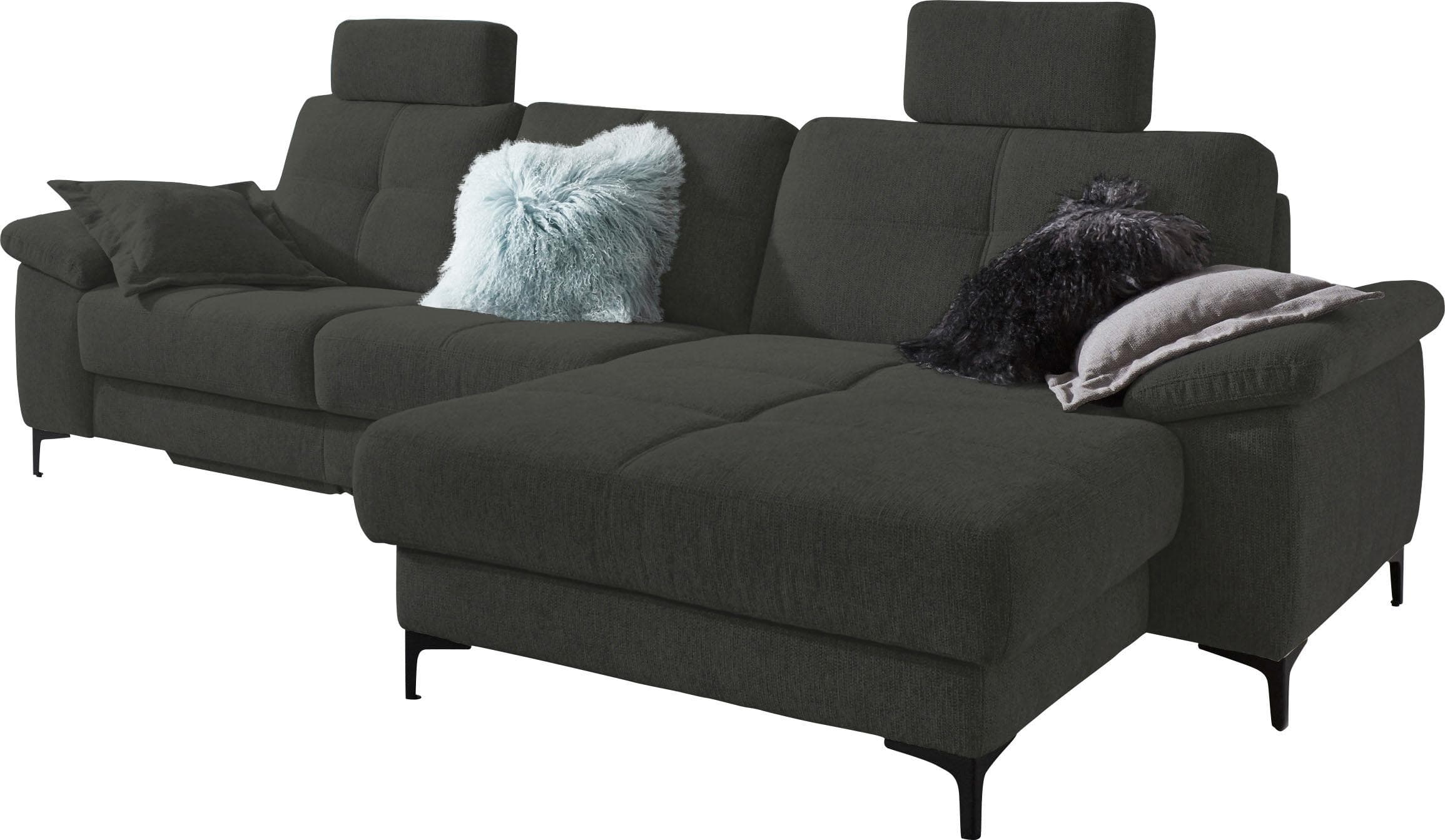 Ecksofa CARINA Burnaby L-Form Grau mit Schlaffunktion