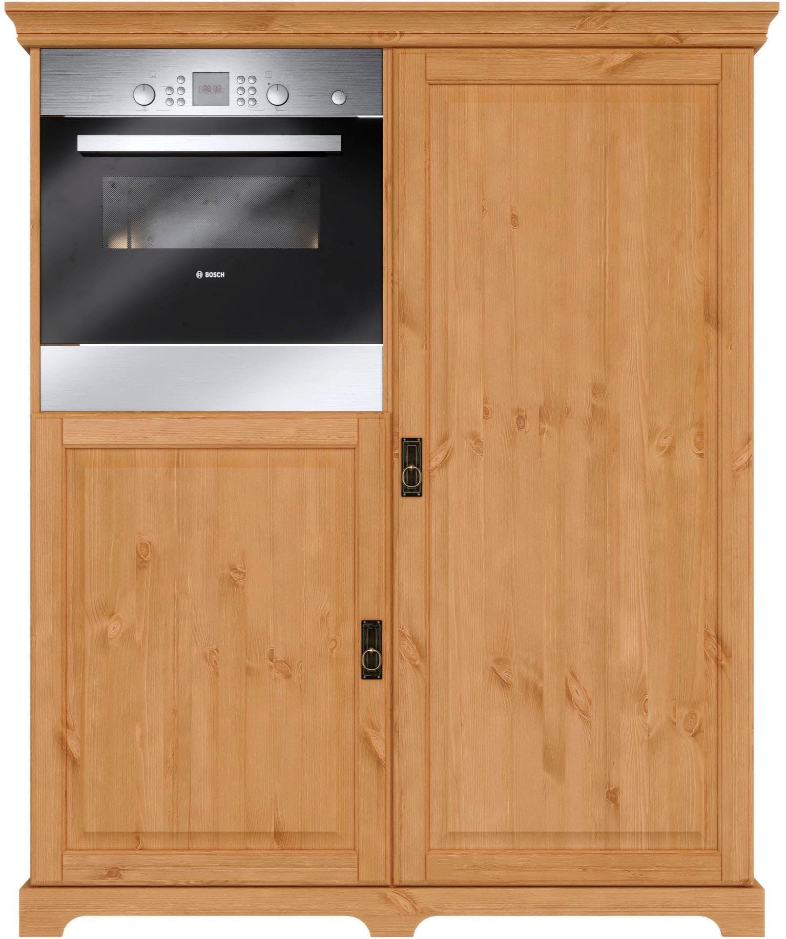 Massiver Kiefern-Umbauschrank mit integrierter Kühlschrankküche