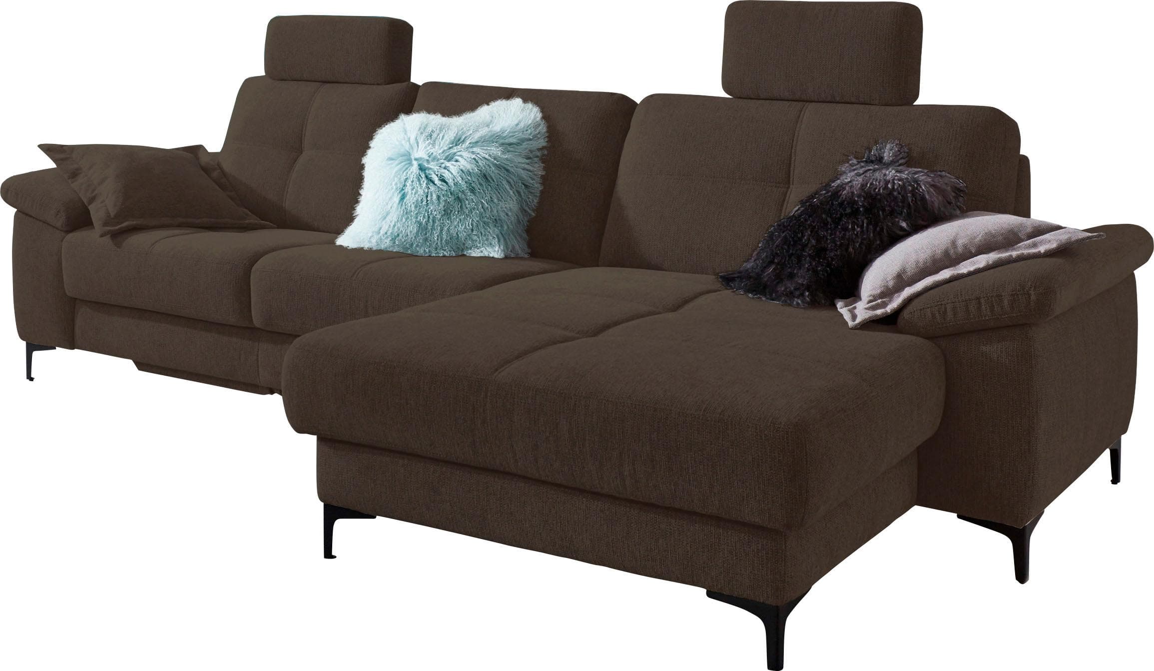 Ecksofa CARINA Burnaby L-Form Grau mit Schlaffunktion