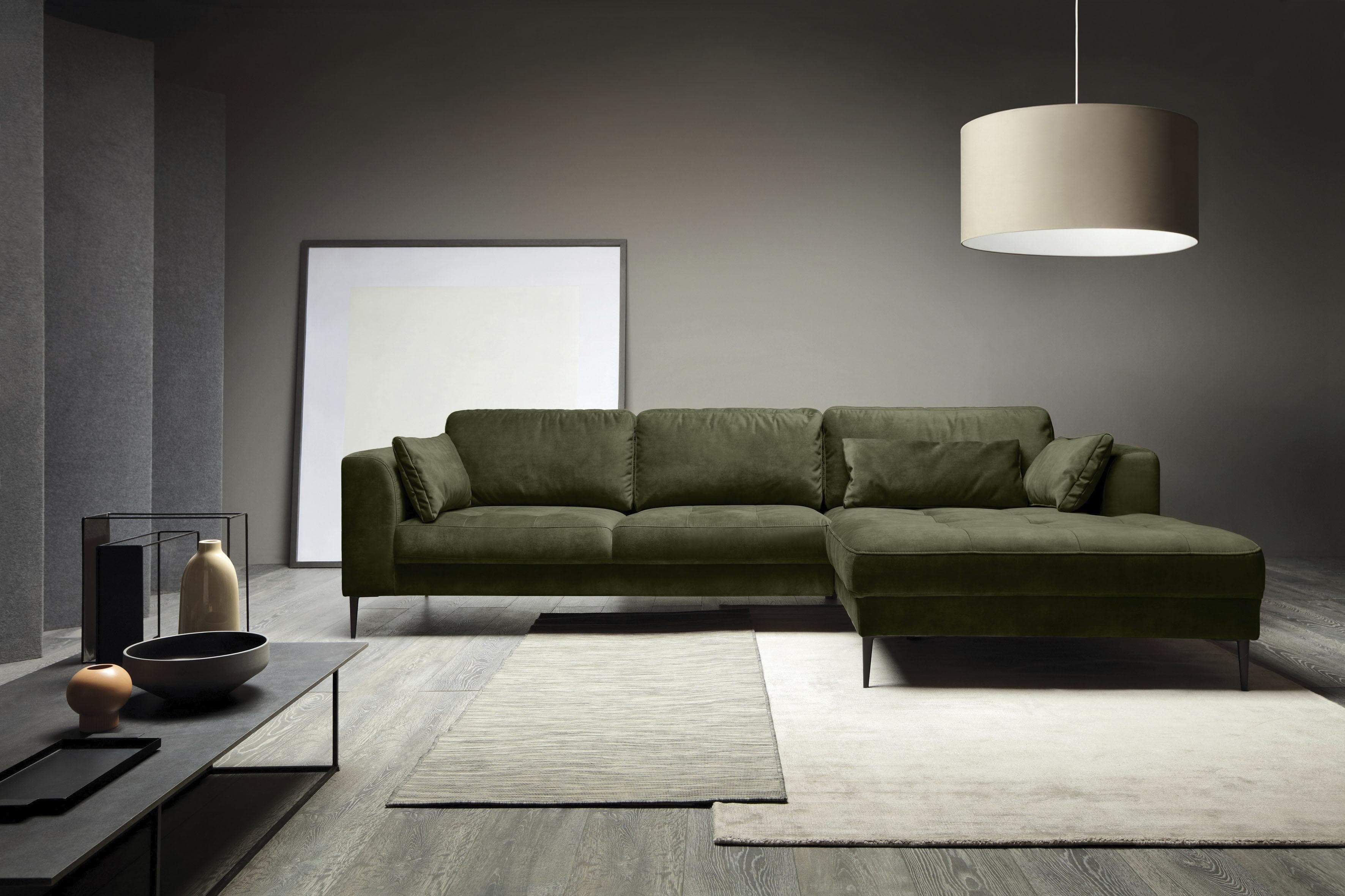 Trendmanufaktur Ecksofa Luzi mit Schlaffunktion & Bettkasten Grün