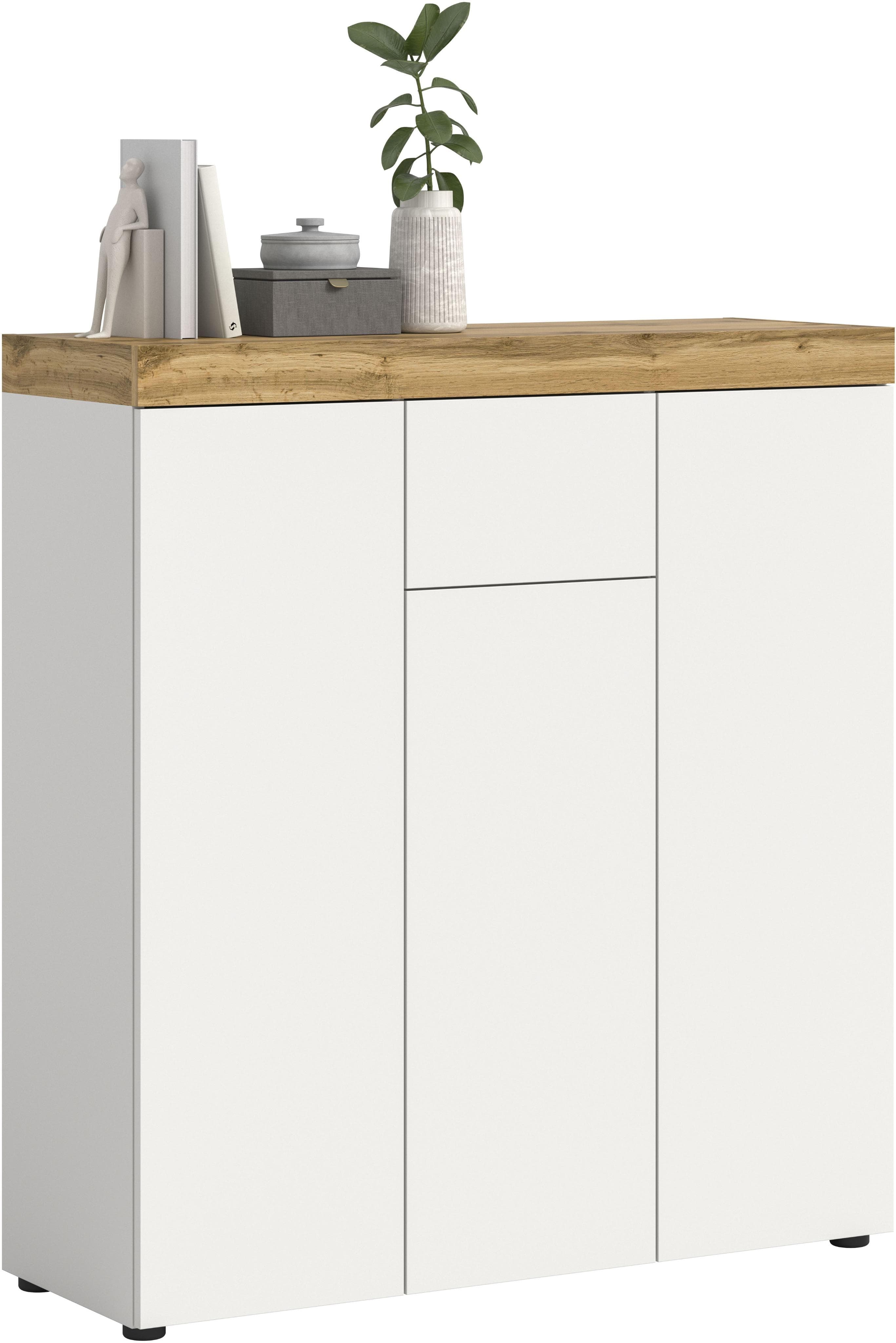 Highboard OTTO HOME 'MAMBO' Weiß Melamin Wotan Eiche 105x115x37 cm