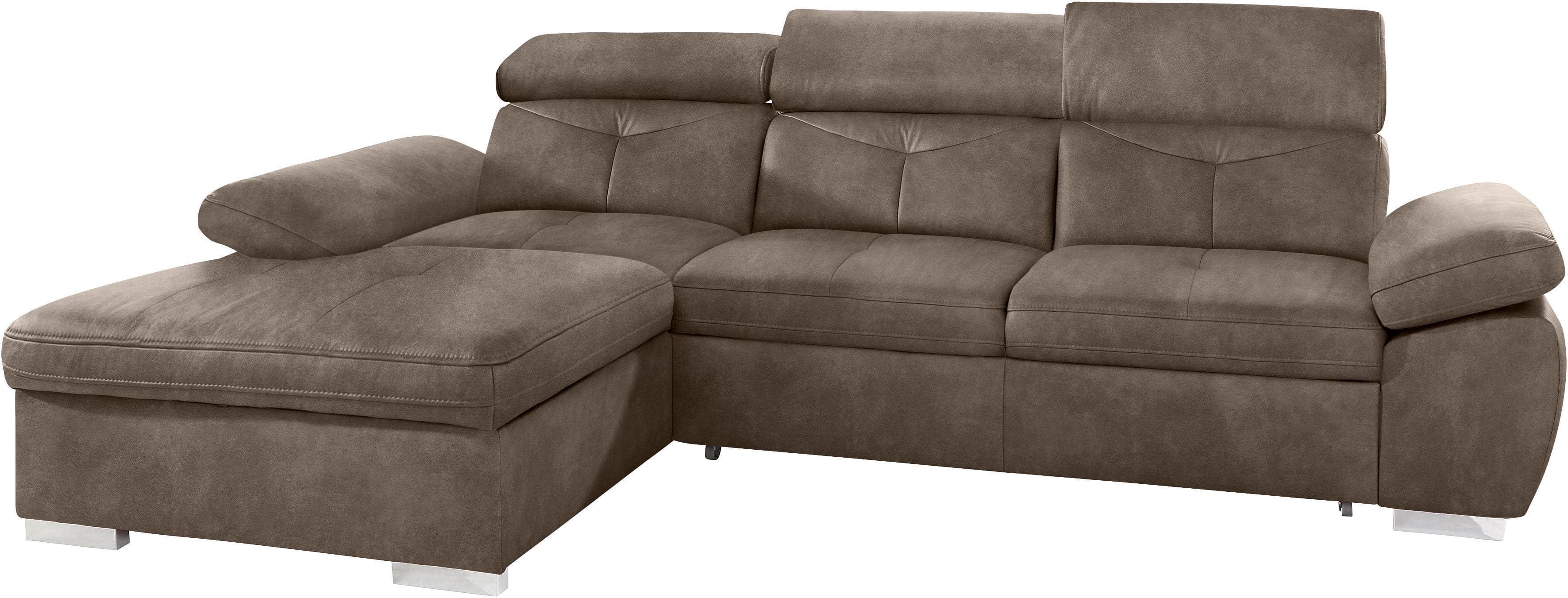 exxpo Ecksofa EXXPO SOFA FASHION Grau mit Bettfunktion und Verstellfunktion