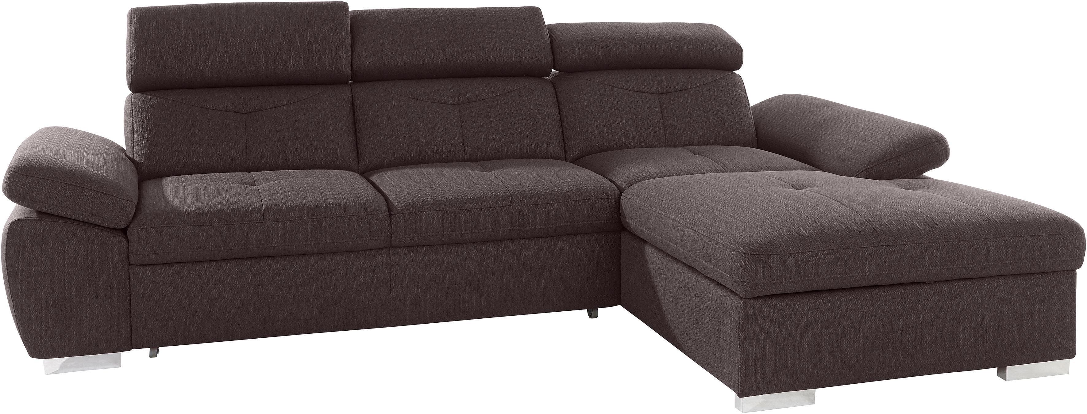 exxpo Ecksofa Spring Mocca mit Rückenverstellung und Bettfunktion