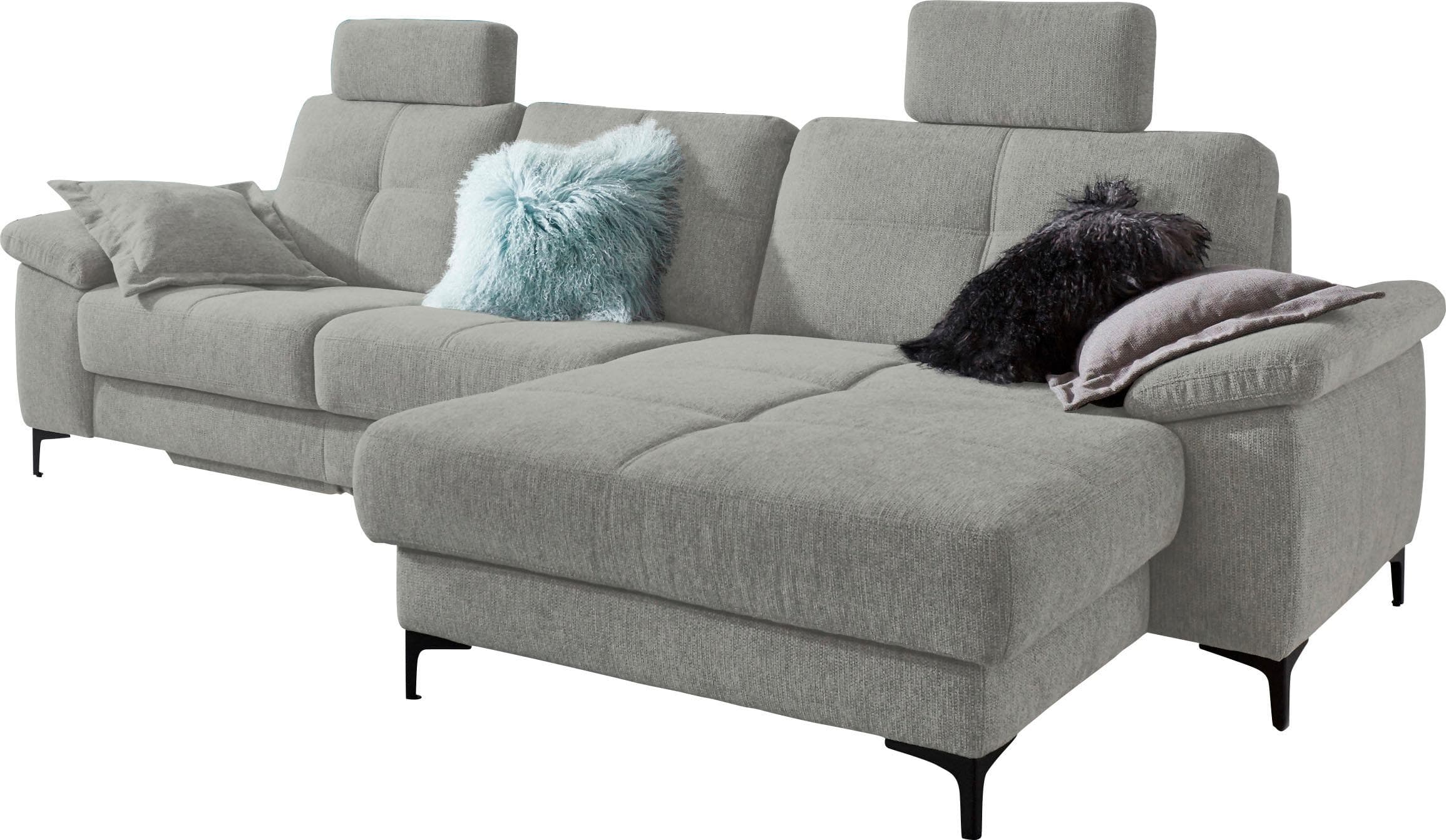 Ecksofa CARINA Burnaby L-Form Grau mit Schlaffunktion