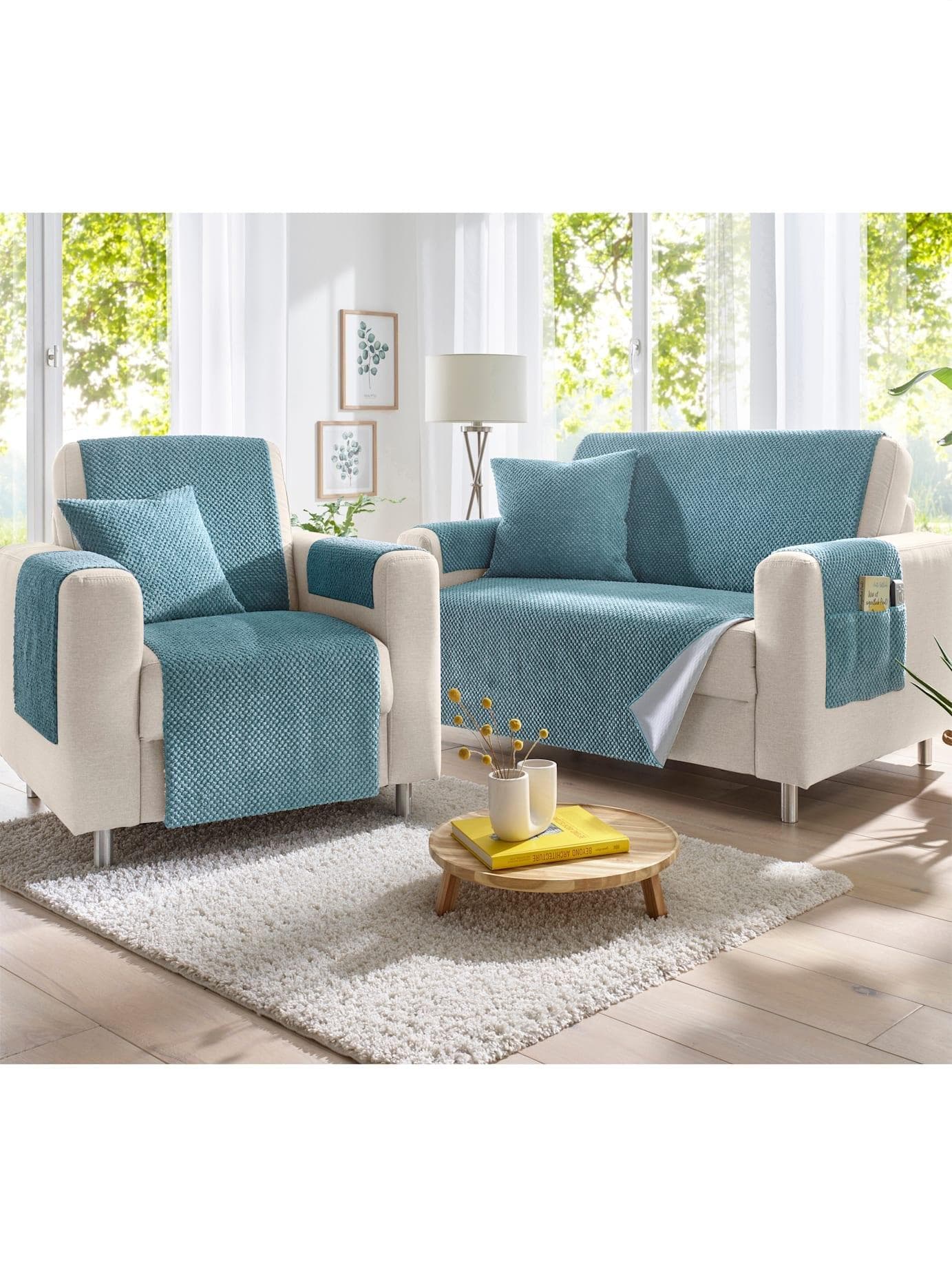 Tagesdecke Gr. 2 Blaugrün 100% Polyester