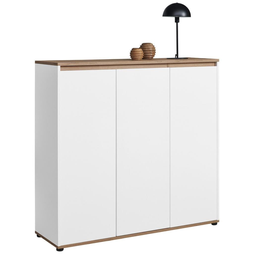 Carryhome Schuhschrank Weiß Eiche Artisan 8 Fächer