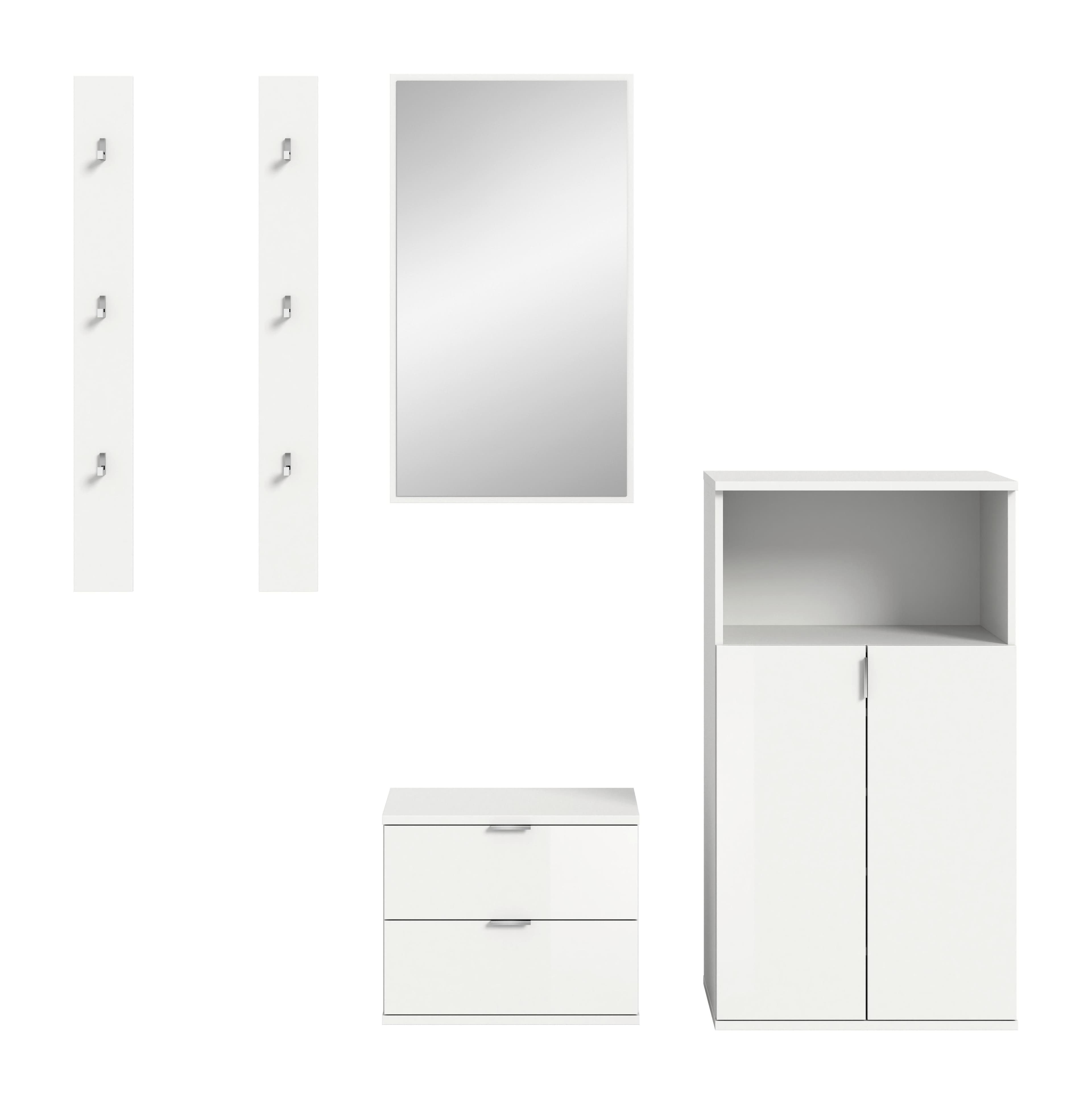 Garderobe Projekt X 5-tlg. Weiß mit Spiegel
