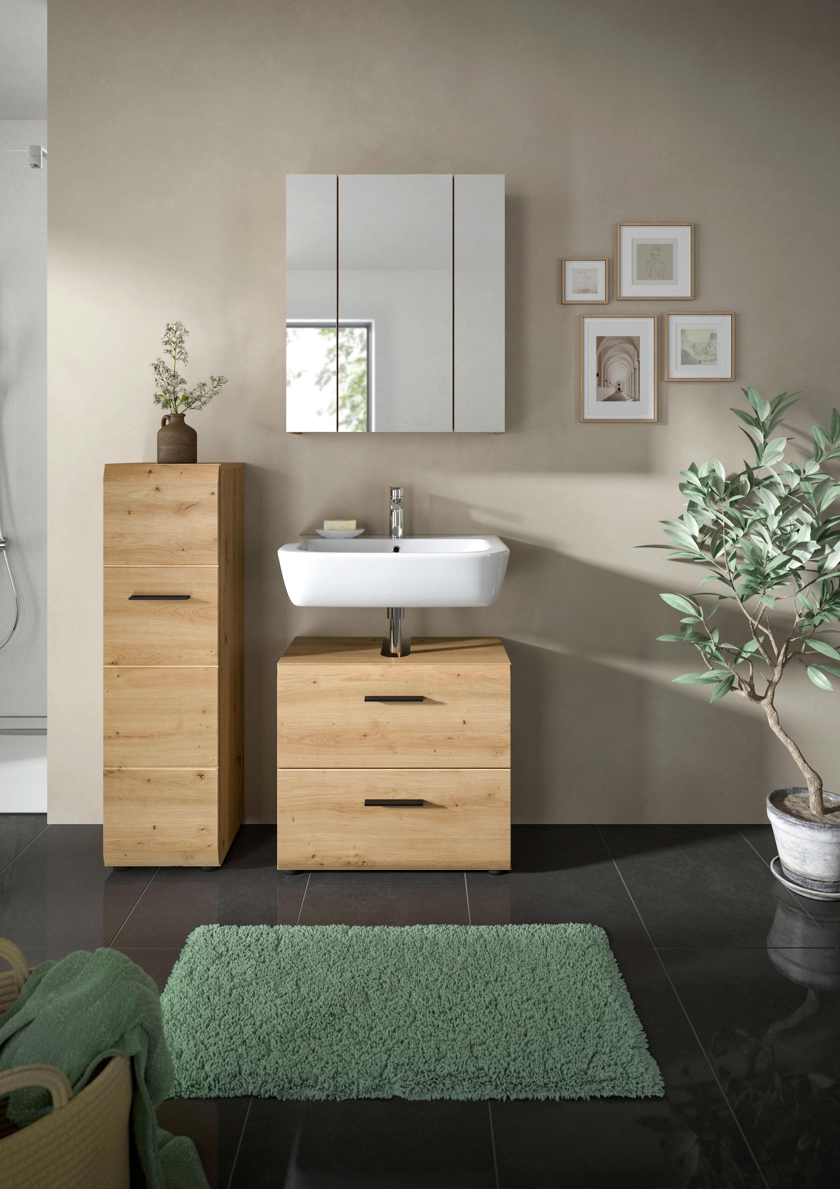Badezimmer Ice 3-tlg. Eiche Artisan Bad-Set