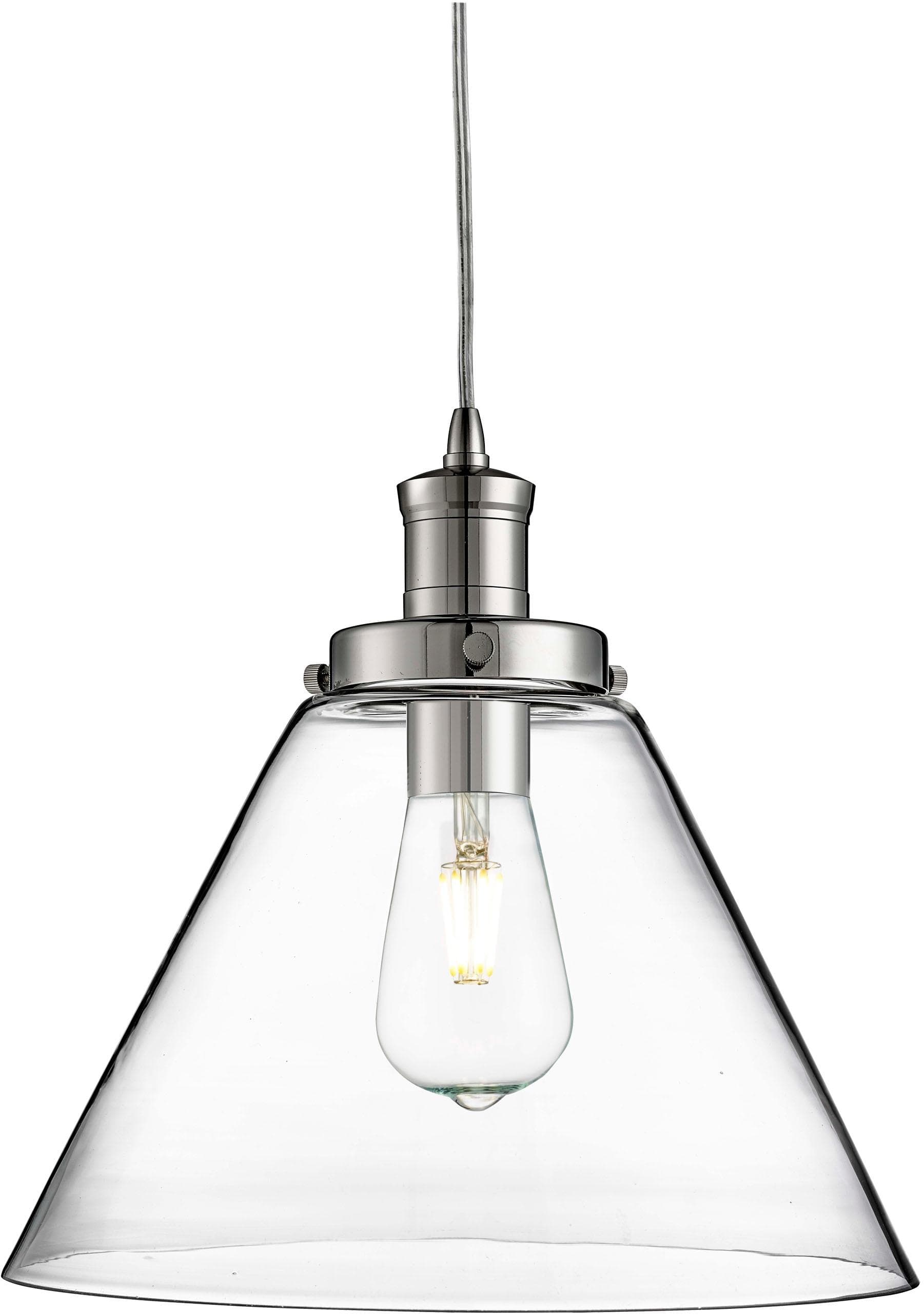 SEARCHLIGHT Pendelleuchte Pyramidenanhänger - Metall & Glas, chromfarben