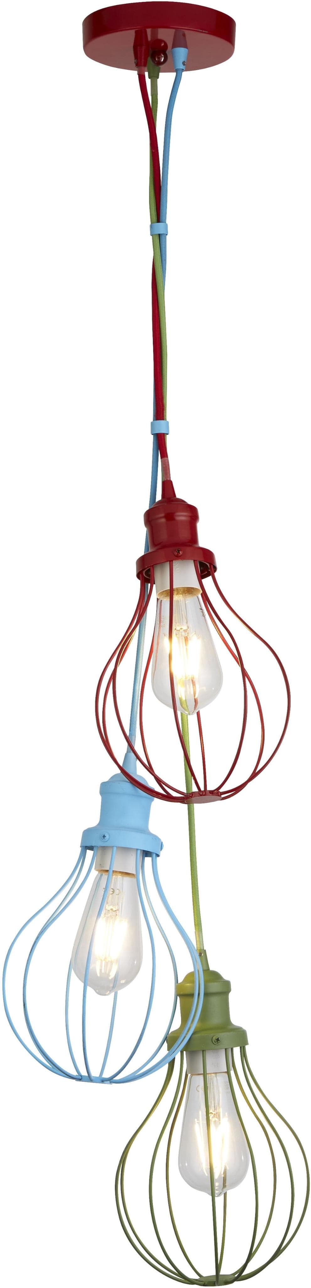 SEARCHLIGHT Pendelleuchte Novelty 3Lt rot-blau-grün