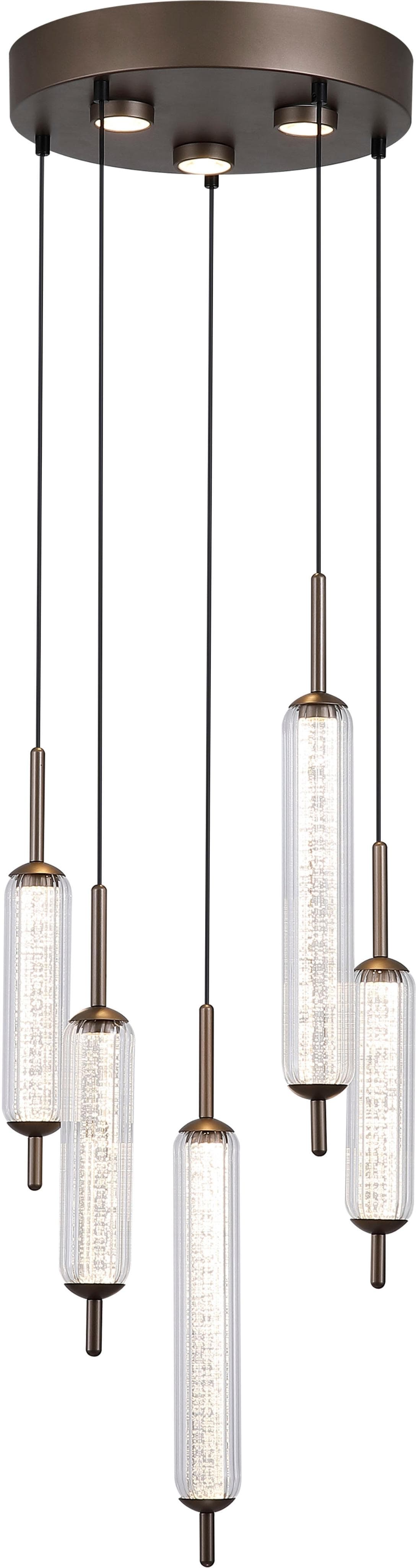 SEARCHLIGHT LED Pendelleuchte Cattail 5Lt Latte Metall Glas