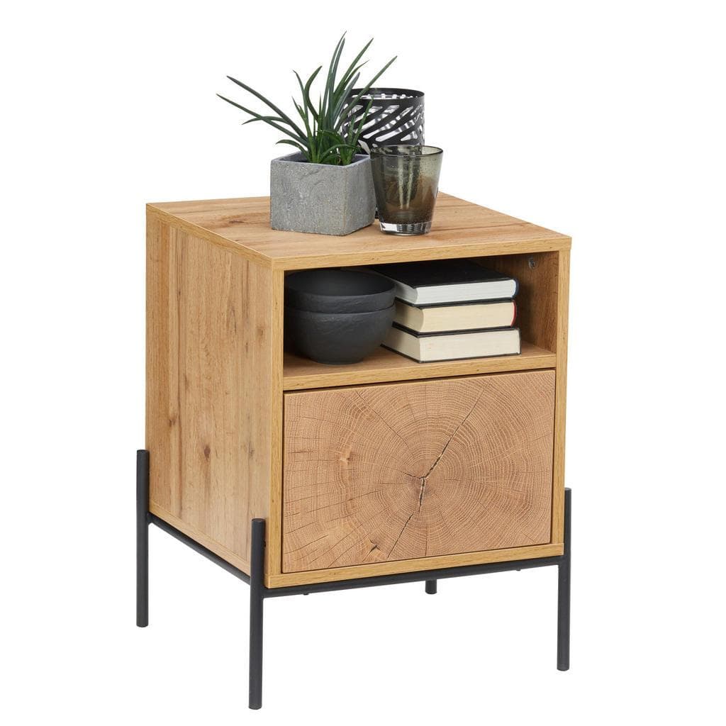 Carryhome Nachtschrank Schwarz Eiche Holzwerkstoff 1 Schublade