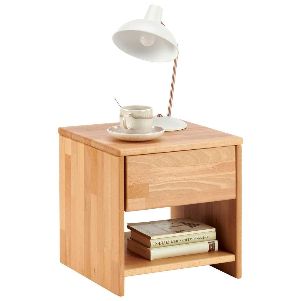 Mid.you Nachtschrank Kernbuche Massiv 1 Schublade 40x40x40 cm