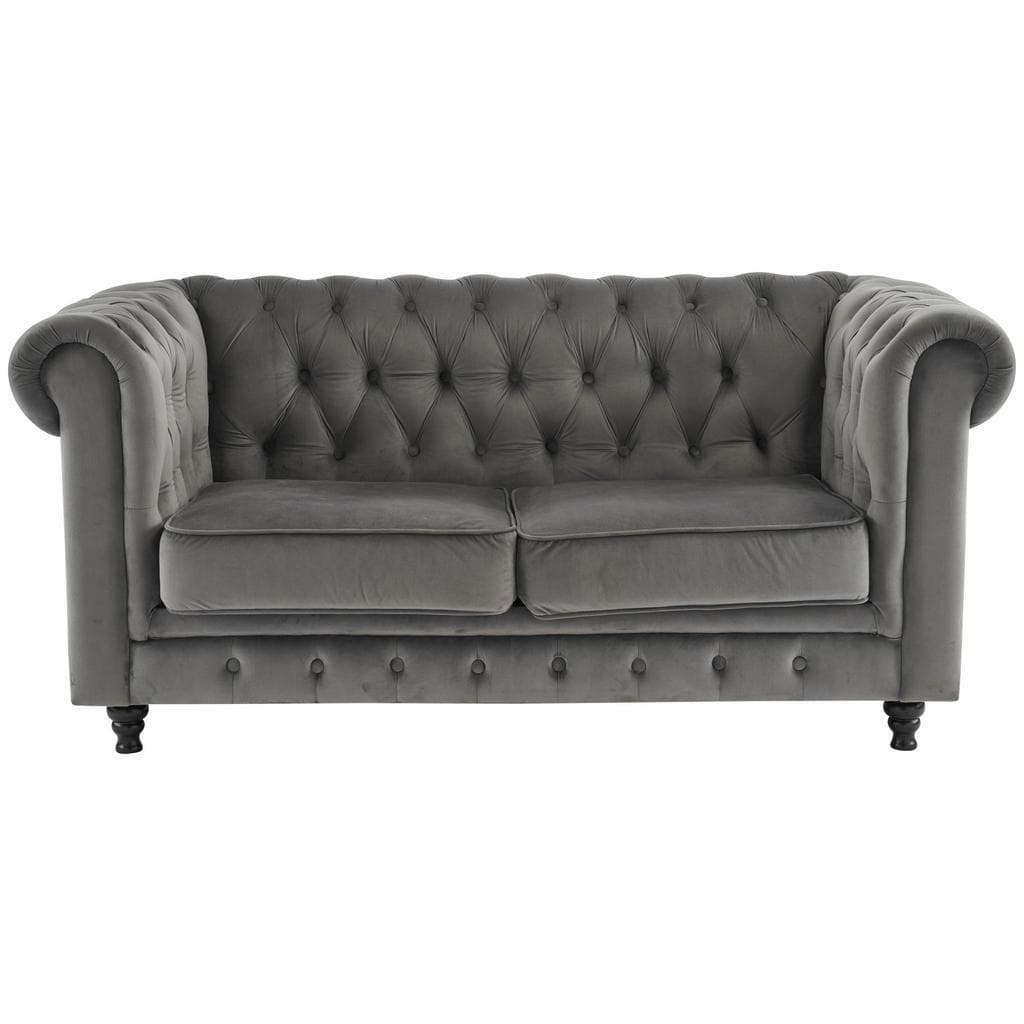 Xora Chesterfield-Sofa Grau mit Knopfsteppung