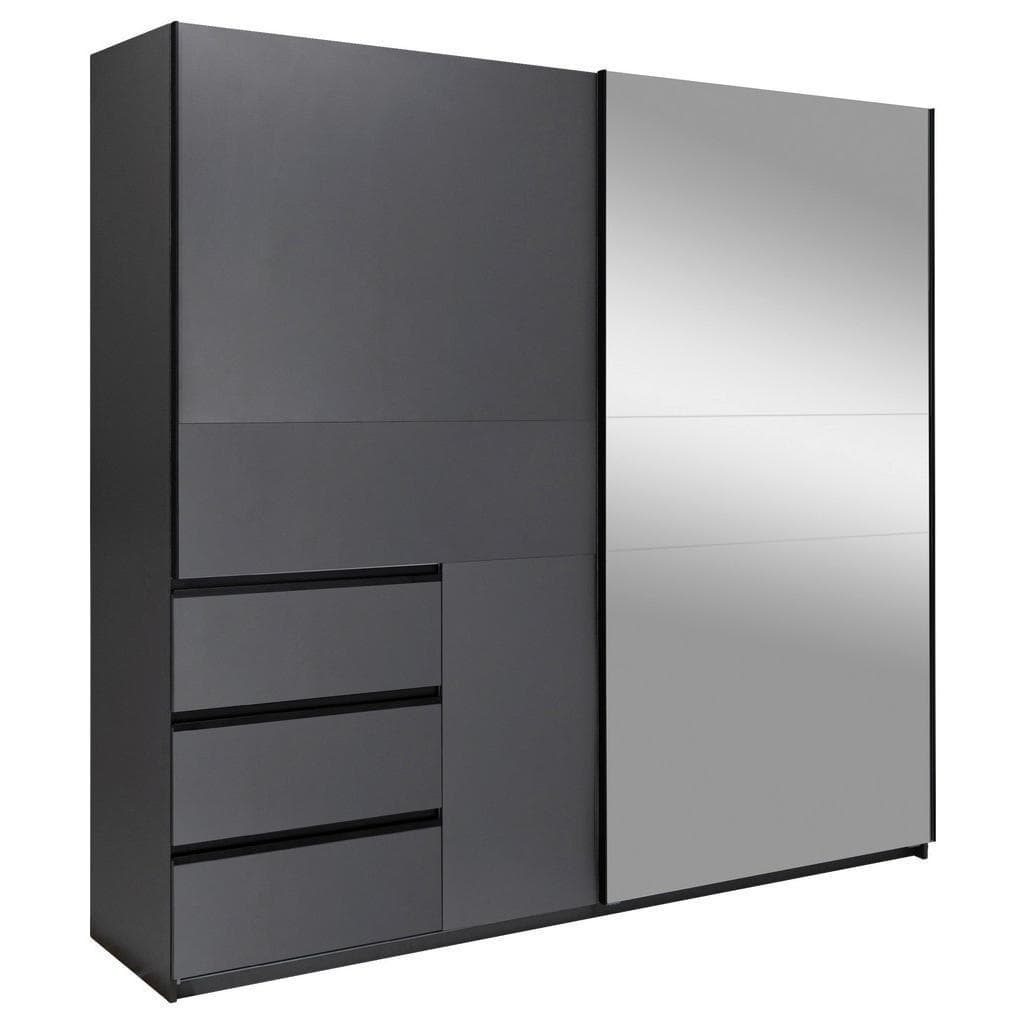 Mid.you Schiebetürenschrank Wilma Graphit Metall 2 Fächer 3 Schubladen