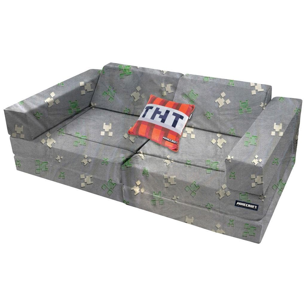 Minecraft Jugendsofa 2-Sitzer Grau Textil Gaming