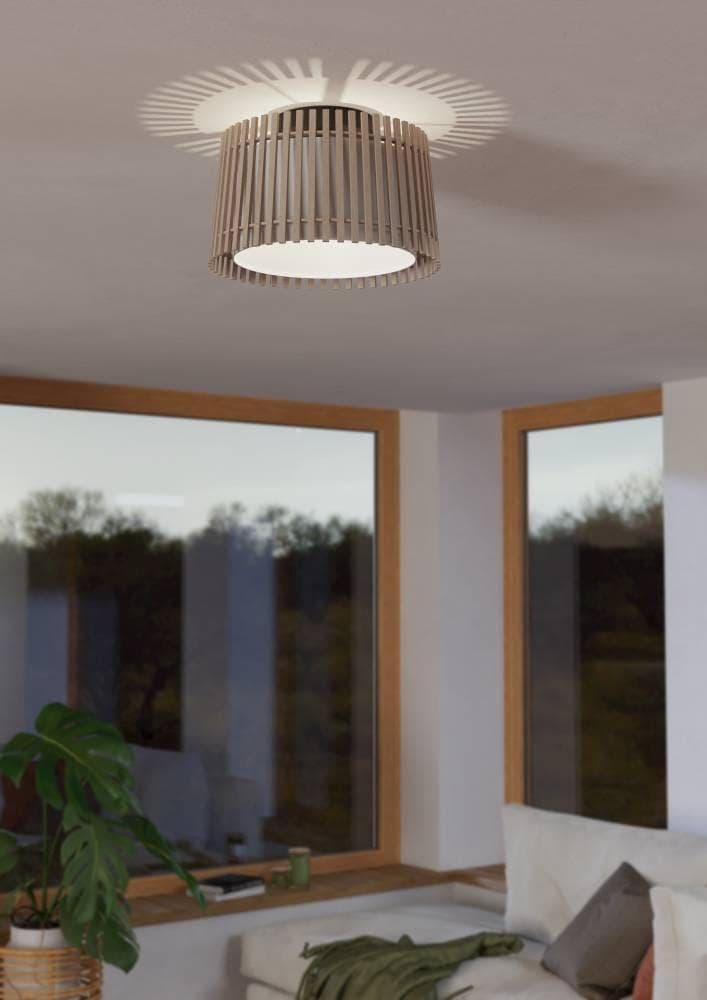 Deckenleuchte Fattoria mit Doppelschirm Schwarz Braun Weiß Eglo